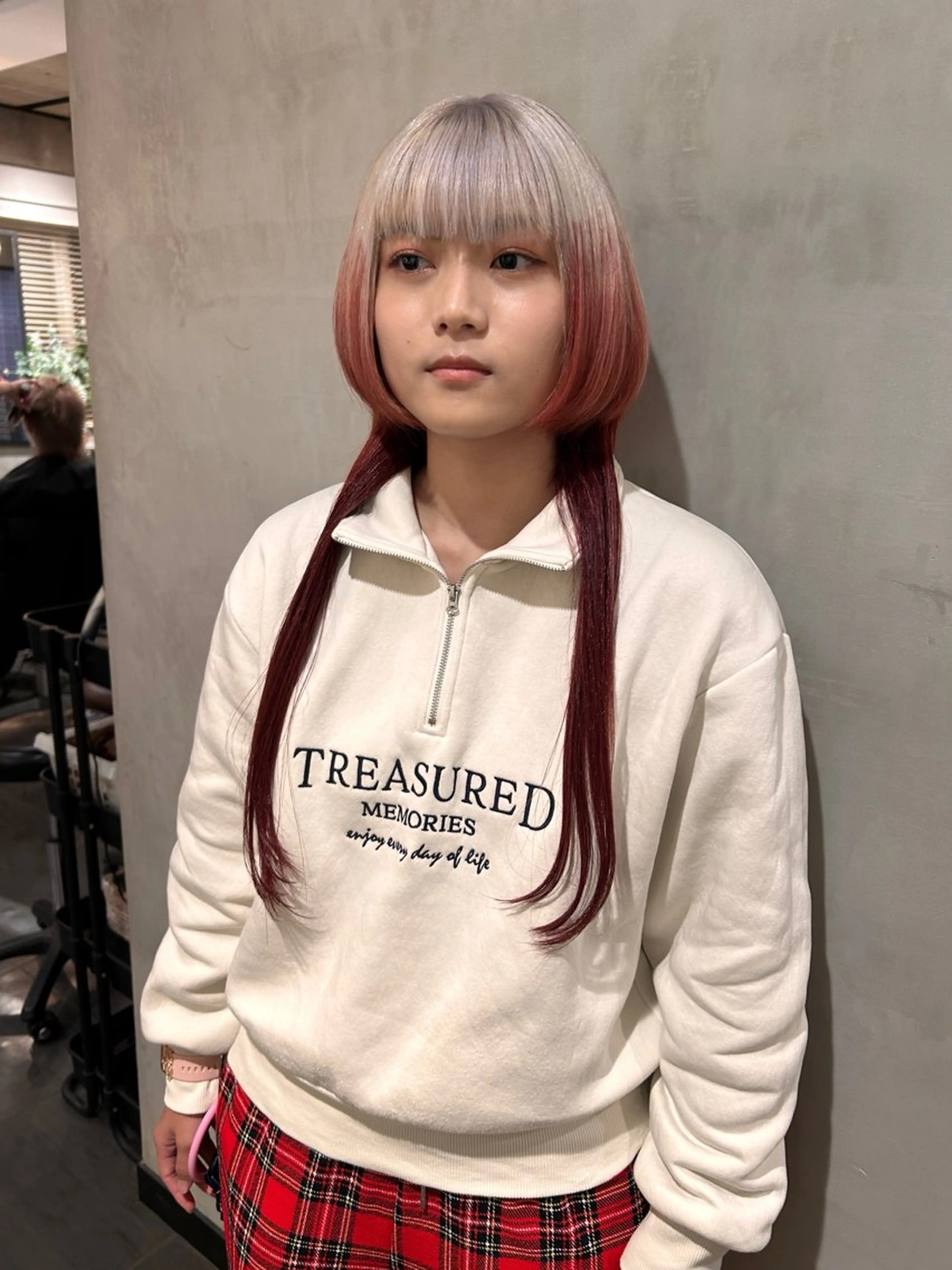ロング カラー レッドカラー ヘアカラー トリートメント 暖色🍒姫カット🎀 オタク特化🎀ゆうなのヘアスタイル