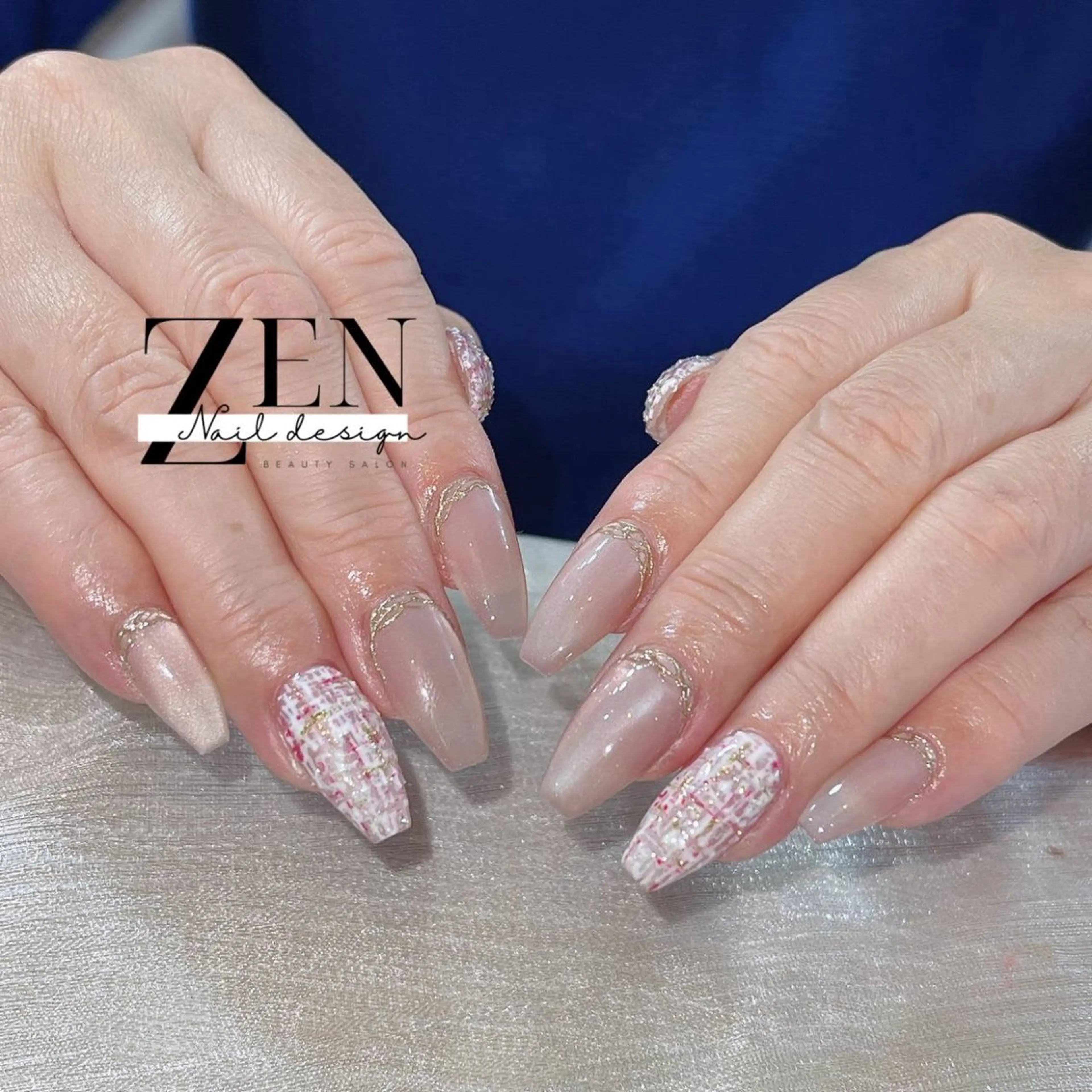 ネイル チークネイル 長さ出し フレンチネイル 韓国ネイル マグネットネイル ハンドネイル Zen Nail Design 池袋のネイルデザイン
