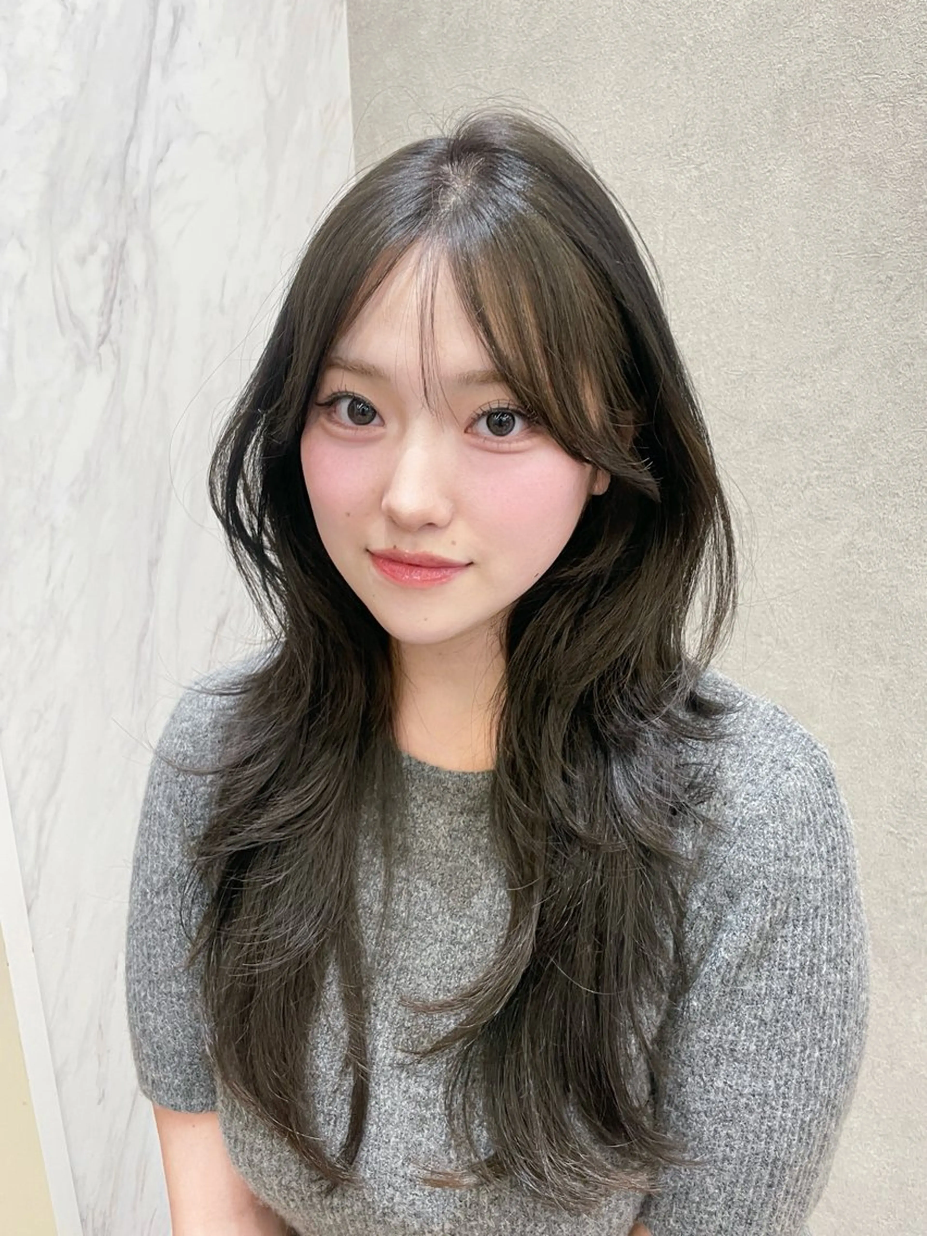 セミロング カット ヘアカラー MOE 福岡韓国ヘア✧︎のヘアスタイル