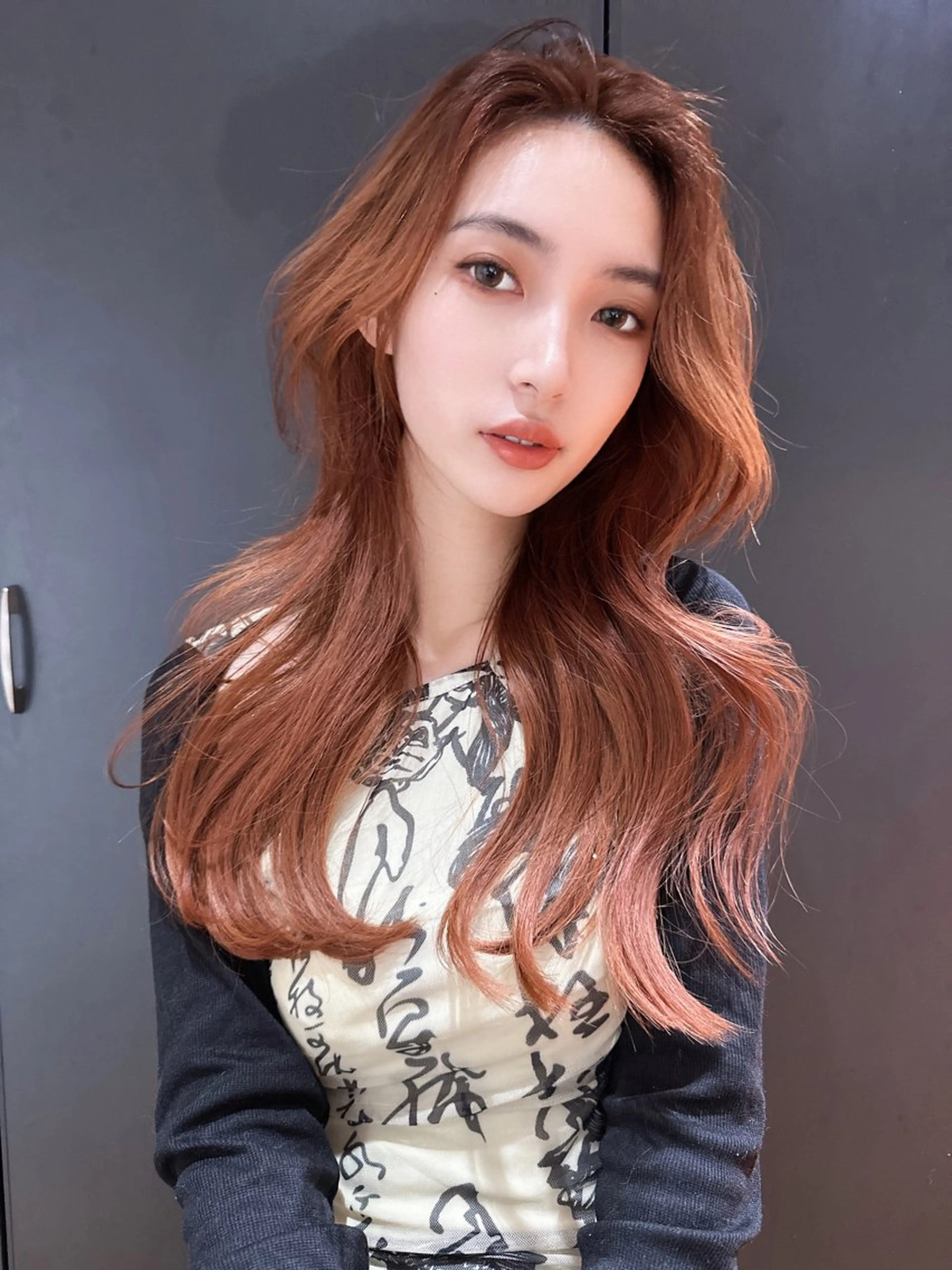 ロング 縮毛矯正、 押野七大のヘアスタイル
