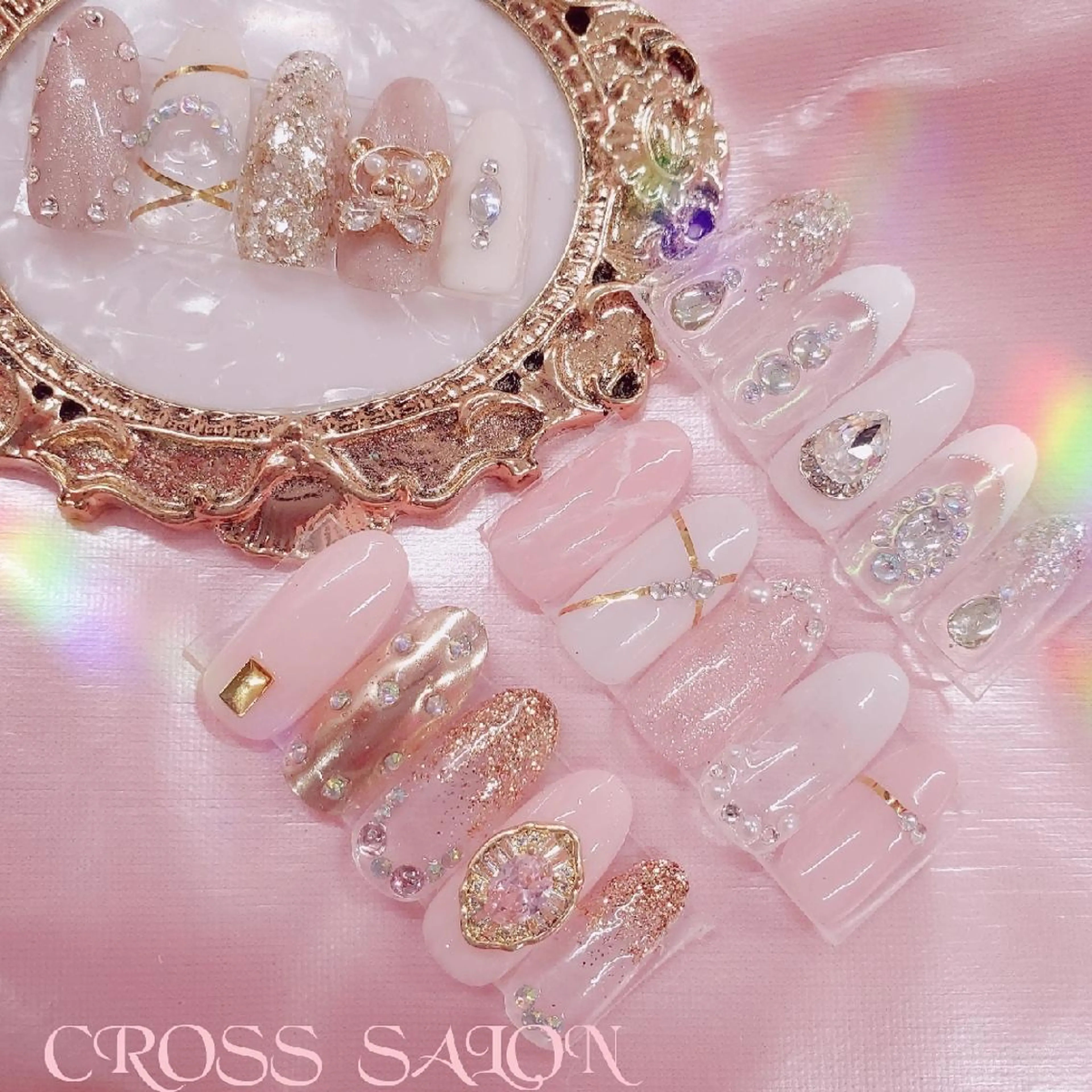 ネイル 長さ出し 氷ネイル・うるうるネイル 韓国ネイル ネイルチップ CROSS SALON/Lazy所属・CROSS  クロス　のネイルデザイン