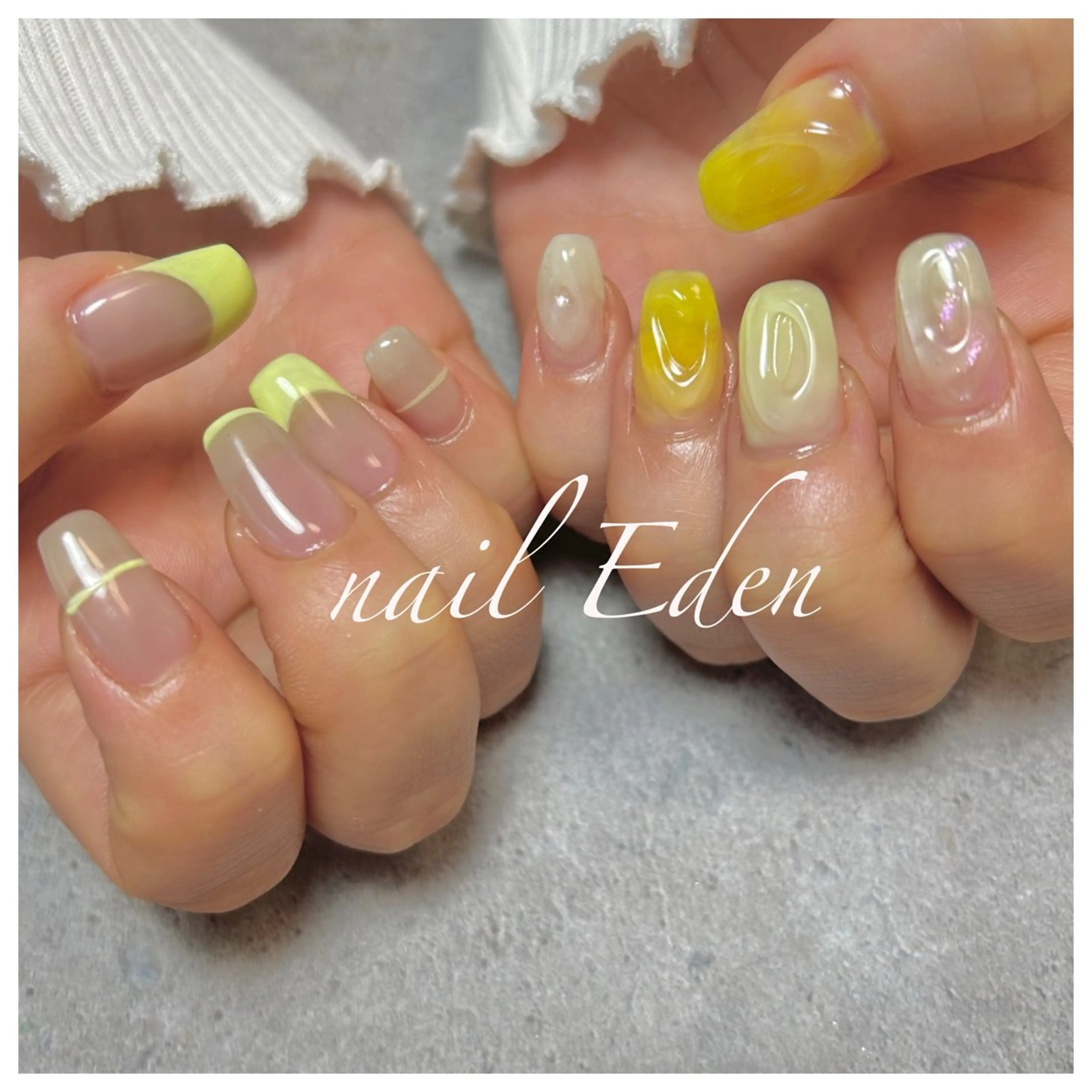 ネイル 黄色 ハンドネイル Eden　private nail saron所属・Eden ♾️のネイルデザイン