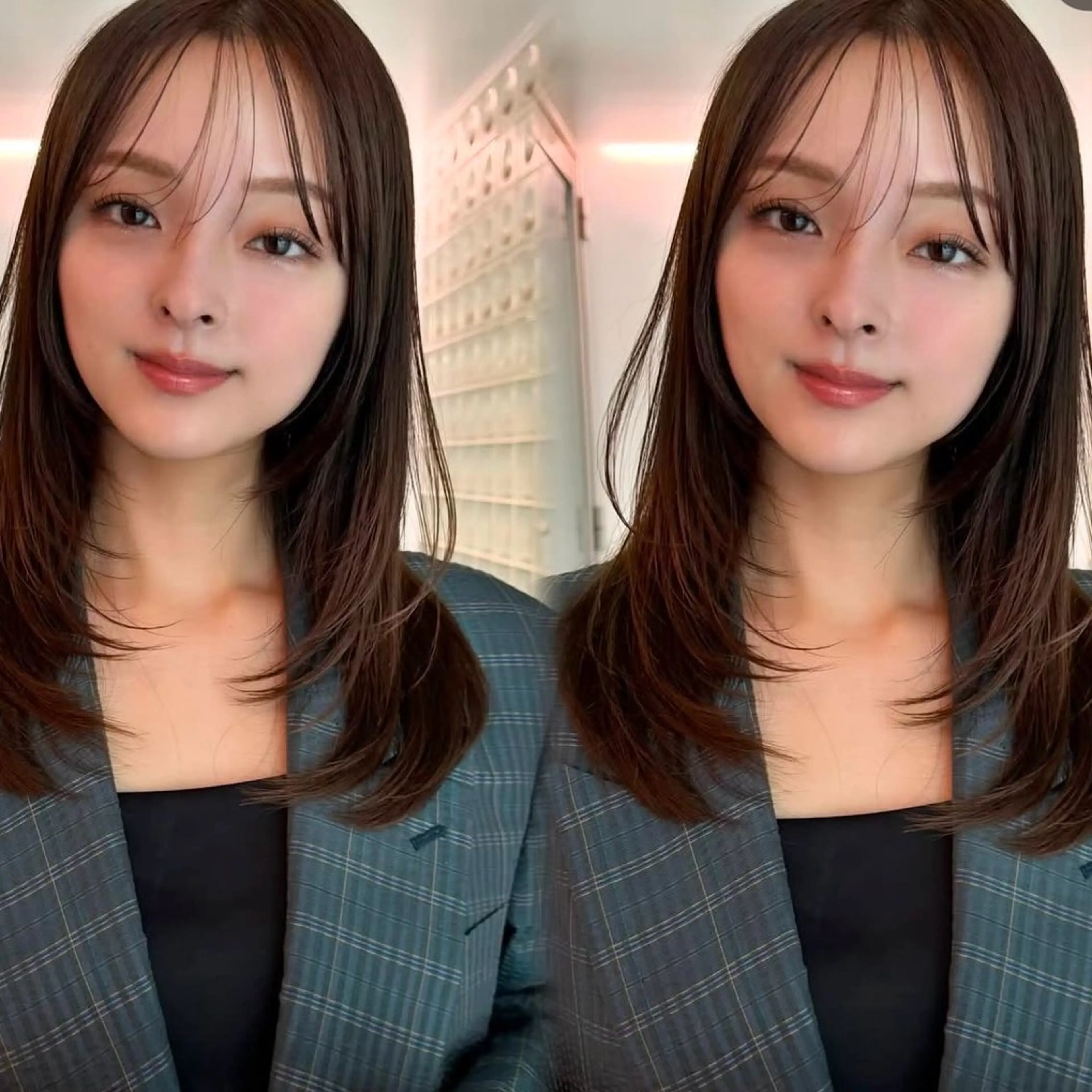 ミディアム カット ヘアカラー レイヤーカット Kinoのヘアスタイル