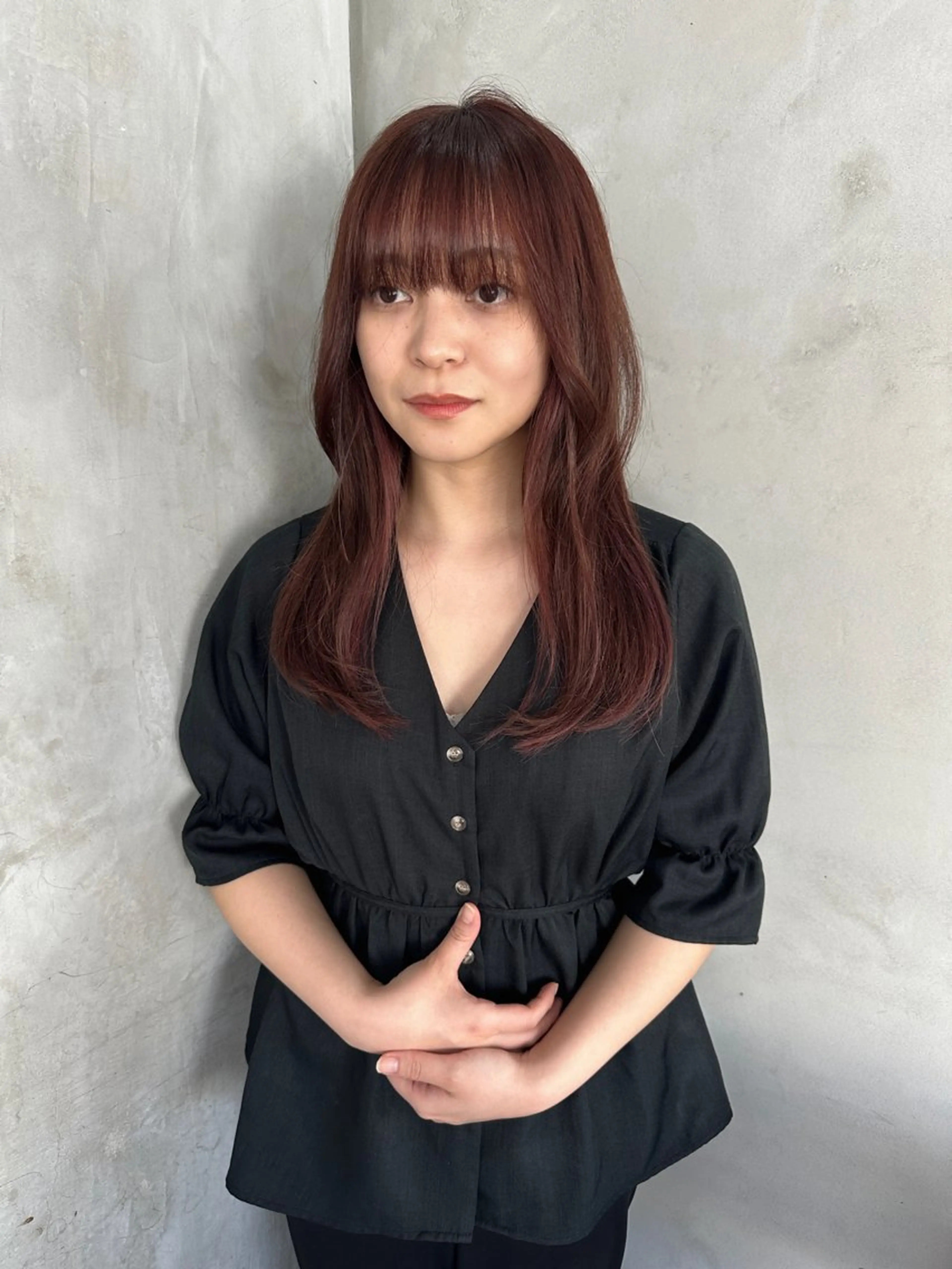 セミロング カラー ヘアアレンジ ブラウンカラー ピンクカラー ピンクブラウン カット ヘアカラー トリートメント stylist/蛯谷 珠里のヘアスタイル