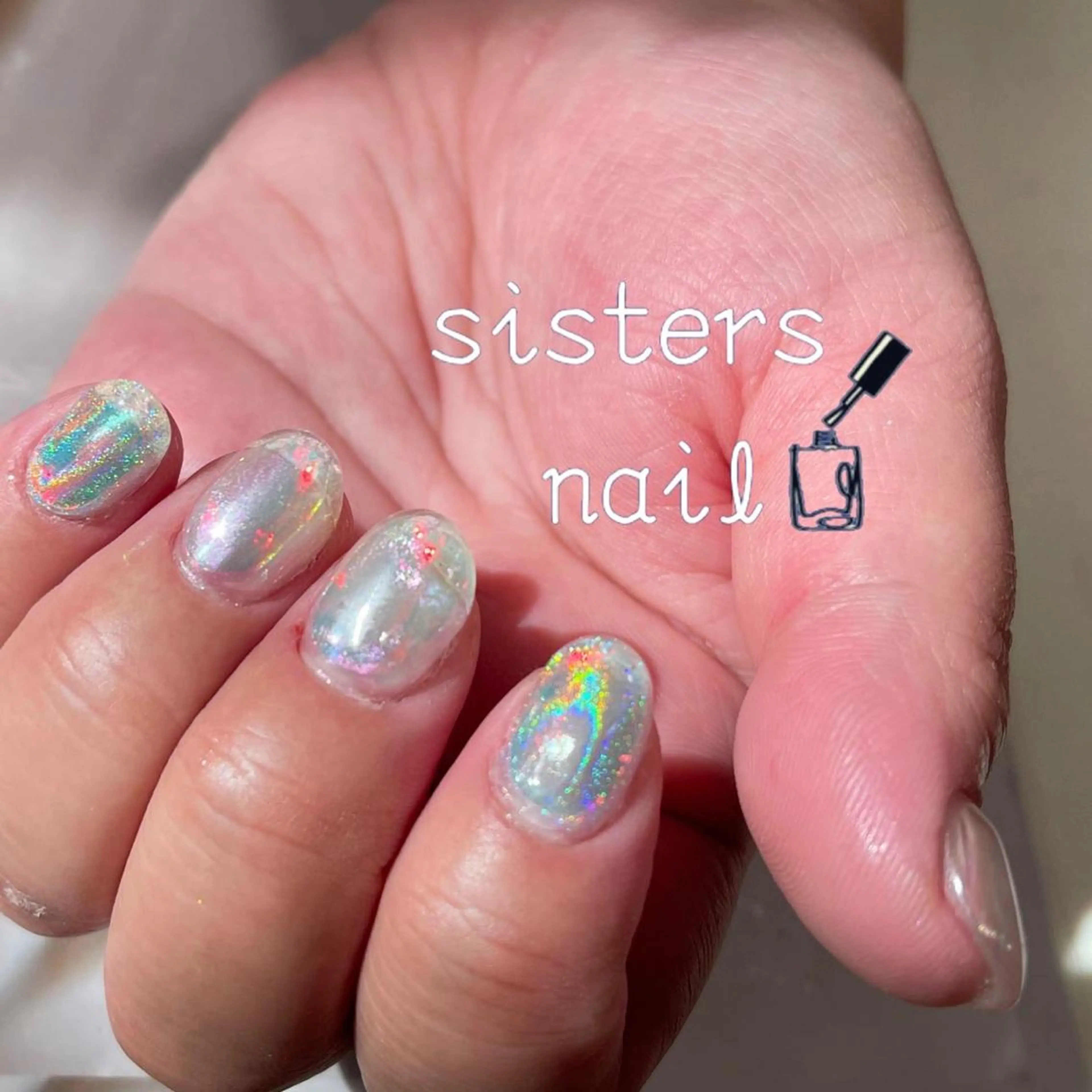ネイル アートネイル オーロラネイル クリアネイル 氷ネイル・うるうるネイル キラキラネイル sisters nail.fのネイルデザイン