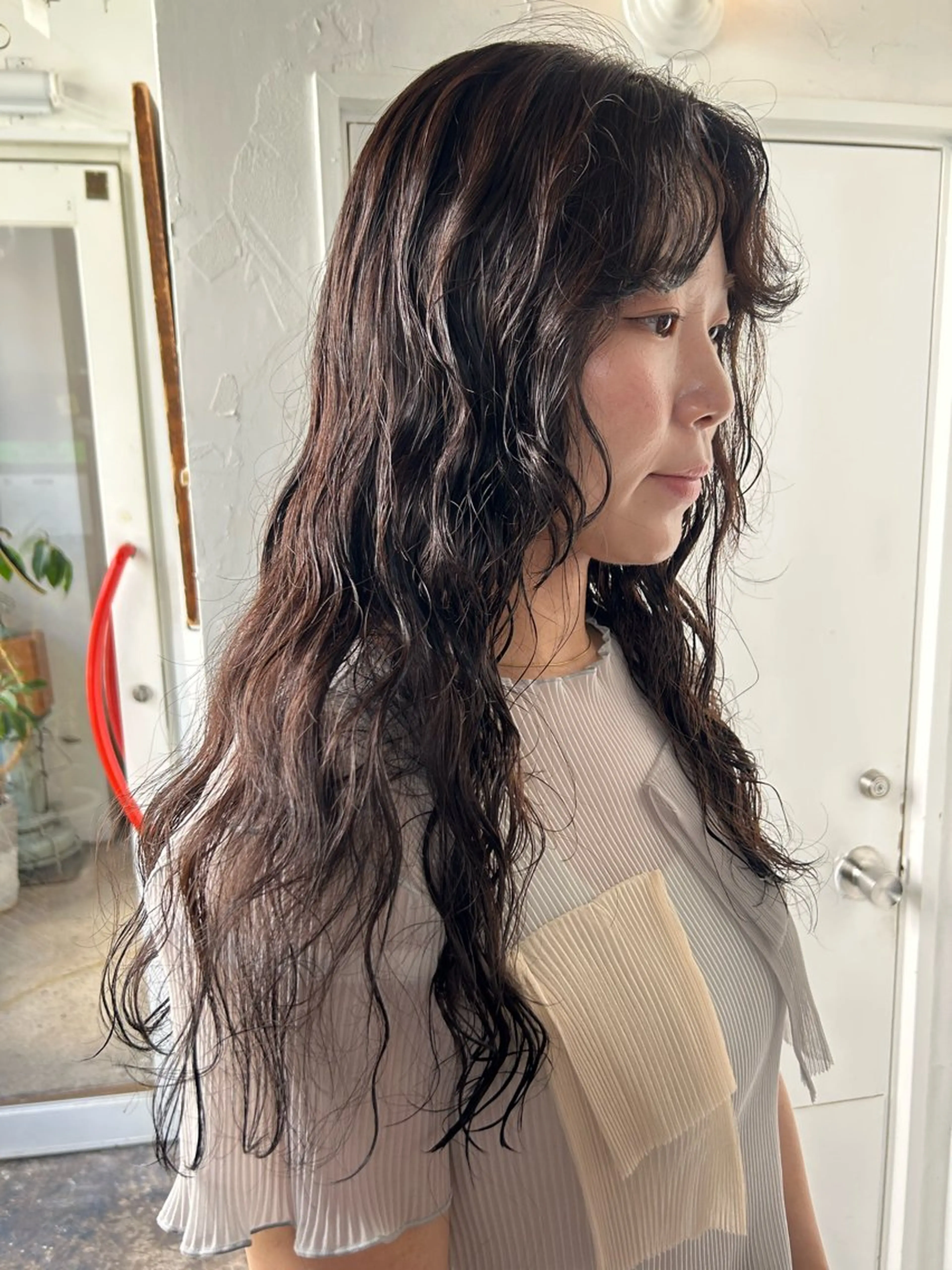 ロング カラー パーマ ロング カット ヘアカラー パーマ 小川真歩/パーマ /暖色オリーブのヘアスタイル