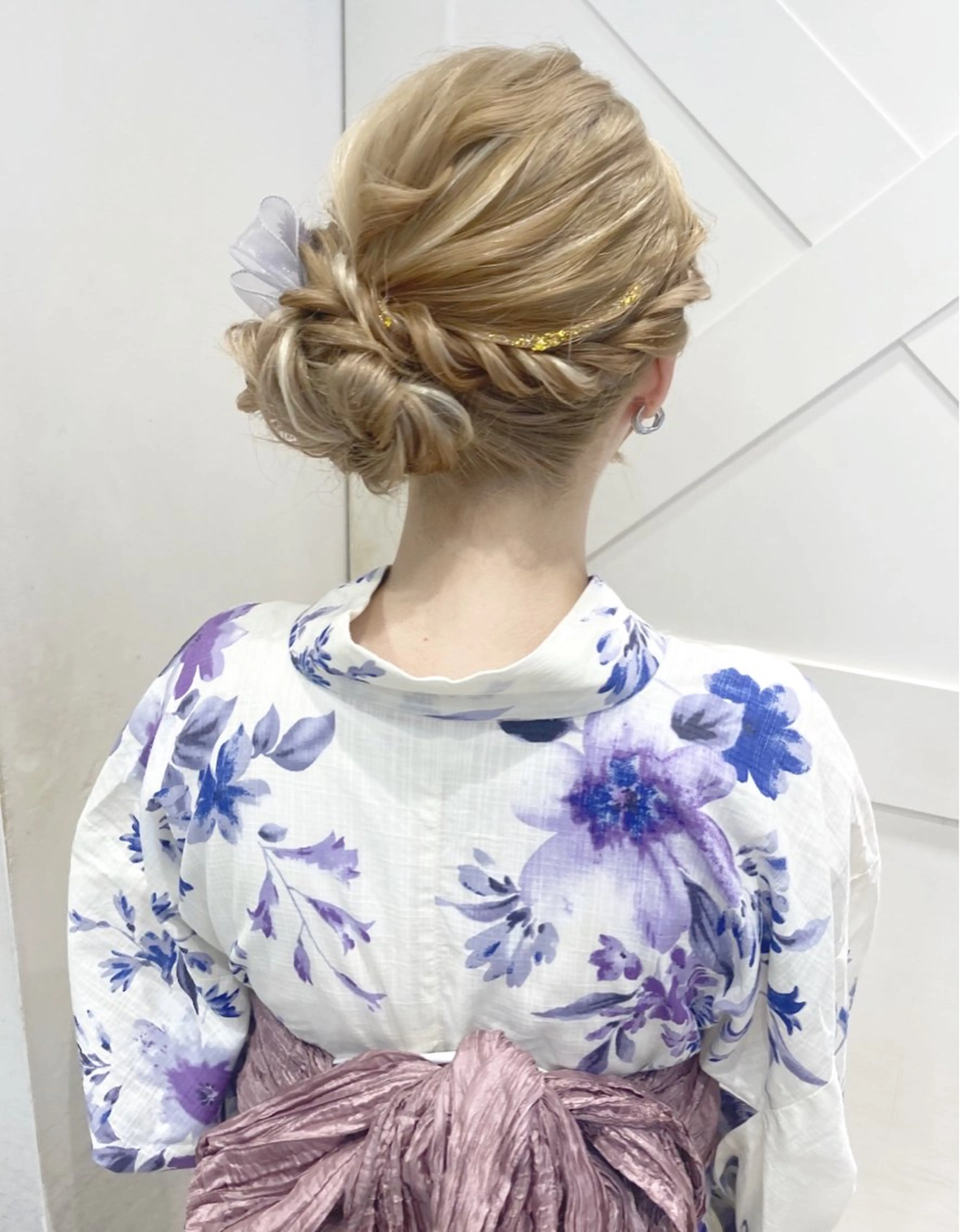 ヘアアレンジ 着付け 白髪ぼかしハイライト ヘアアレンジのヘアスタイル
