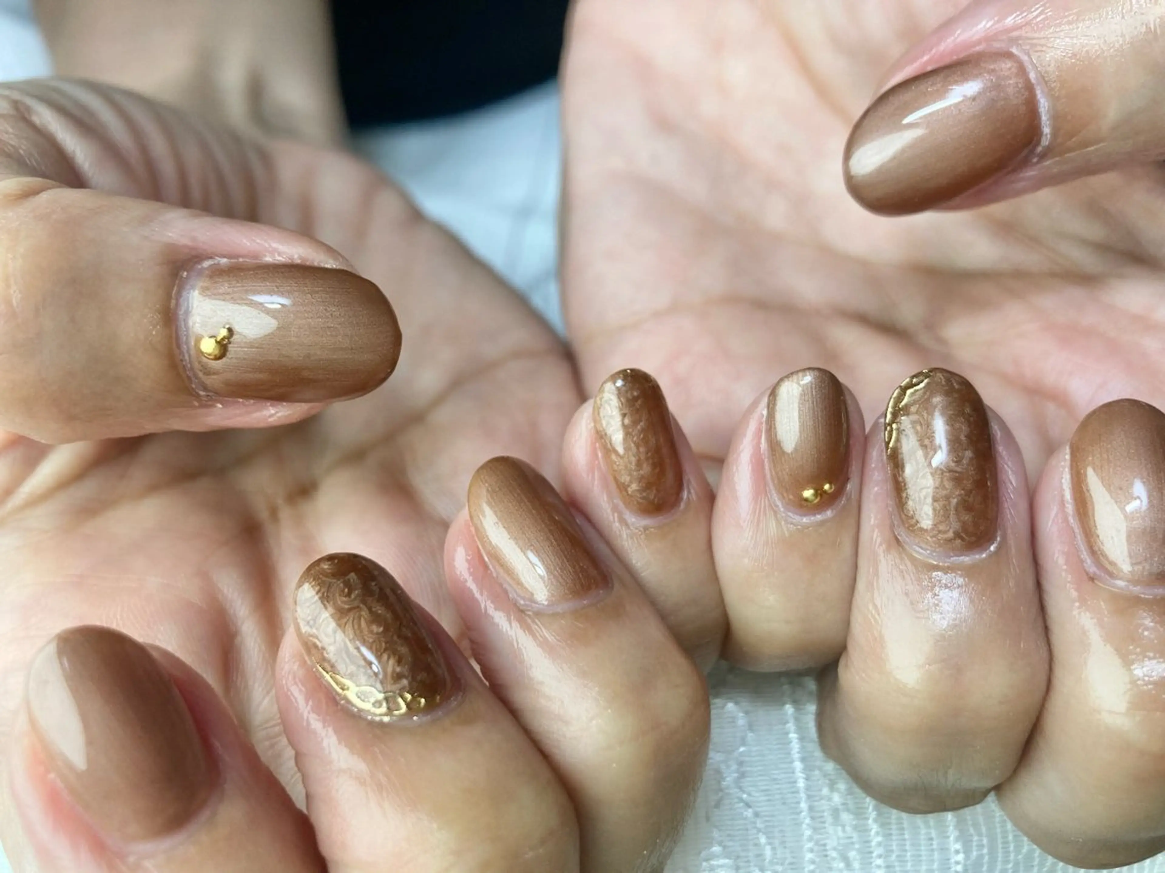 ネイル ブラウン ジェルネイル nail  salon pista所属・K. Michiのネイルデザイン
