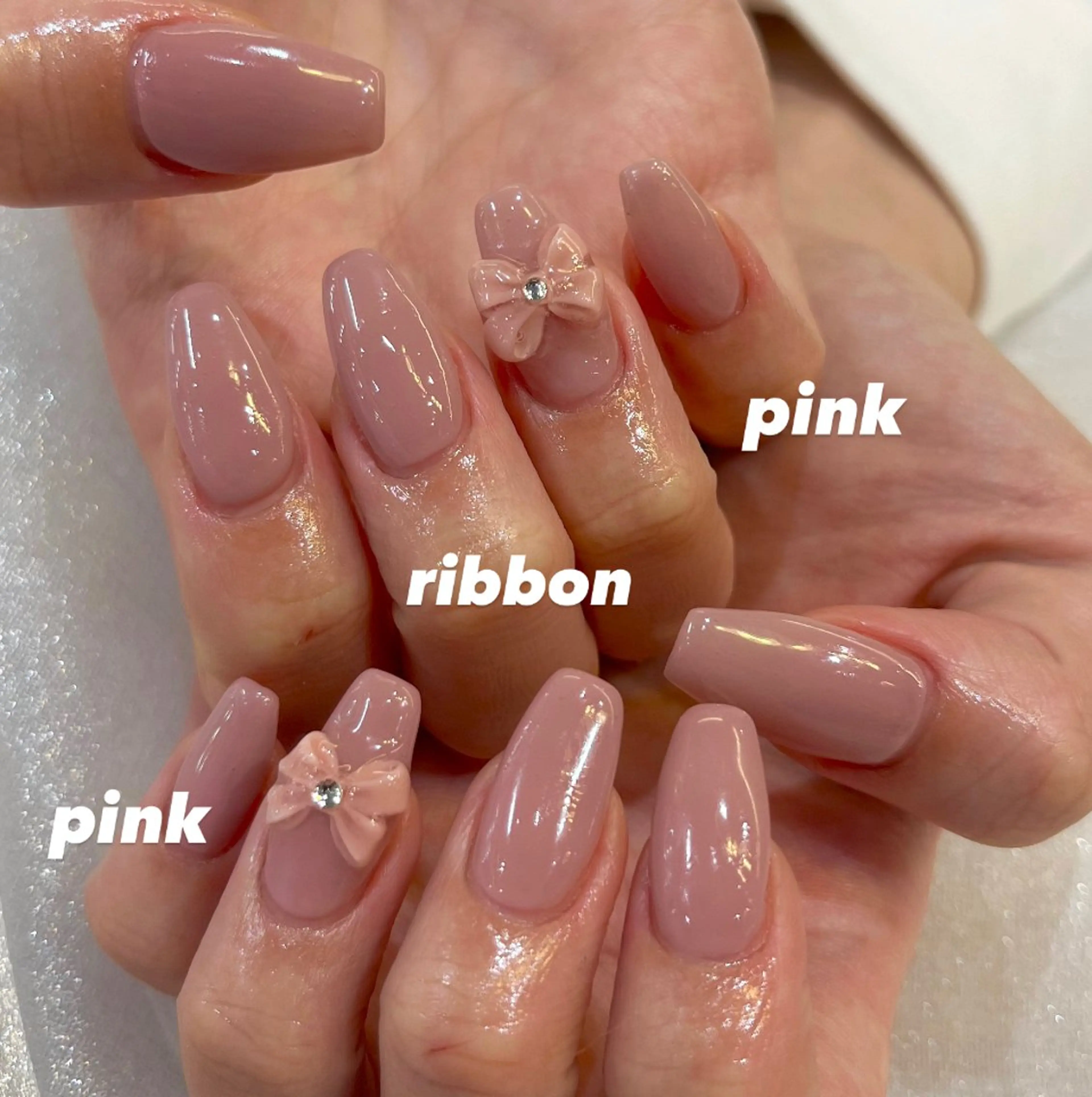 ネイル リボン ハンドネイル Ibuki 🎀仙台パルコ🎀のネイルデザイン