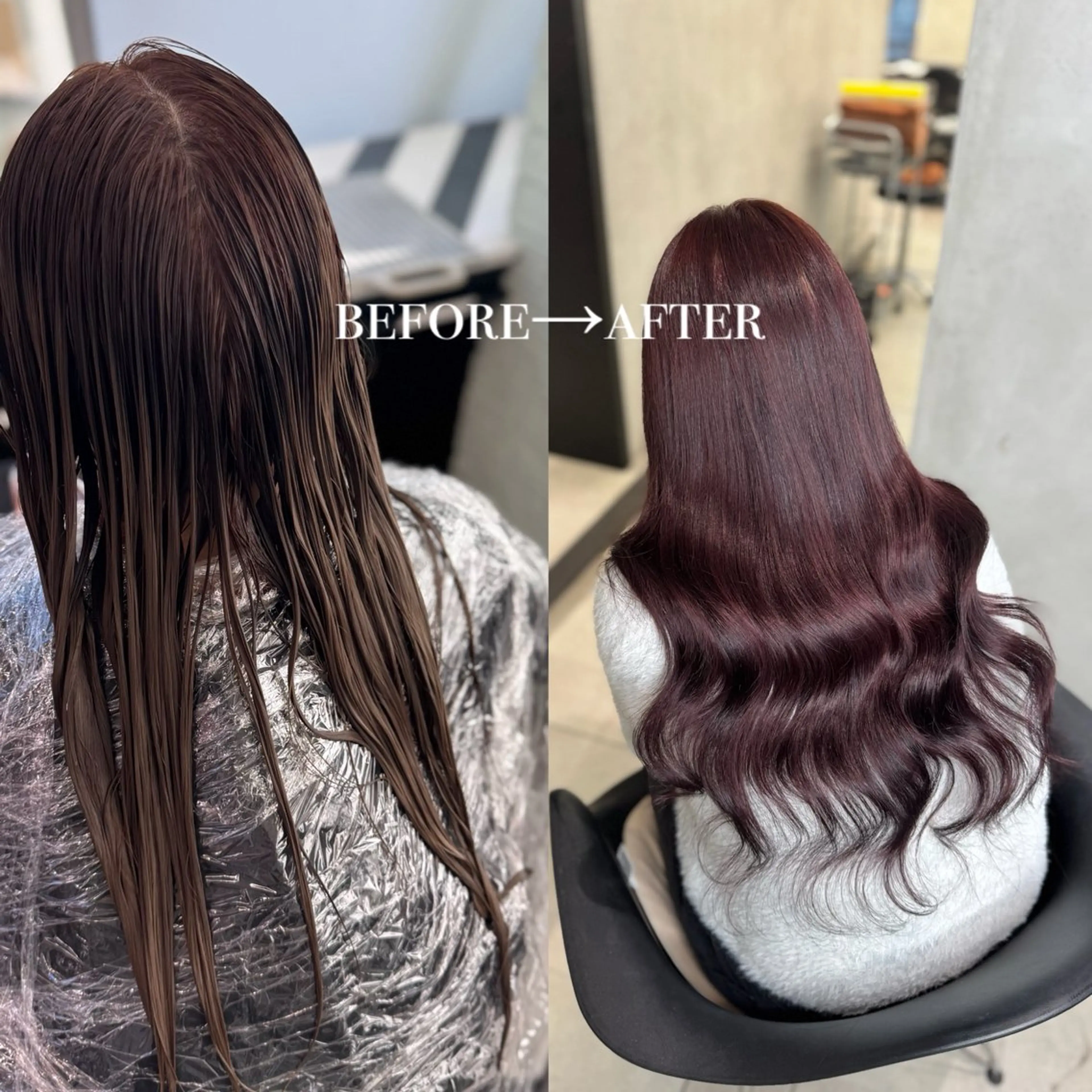 ロング カラー ブリーチ ボルドーカラー エクステ ヘアカラー エクステ 🫧offwhite RISAKO🫧のヘアスタイル