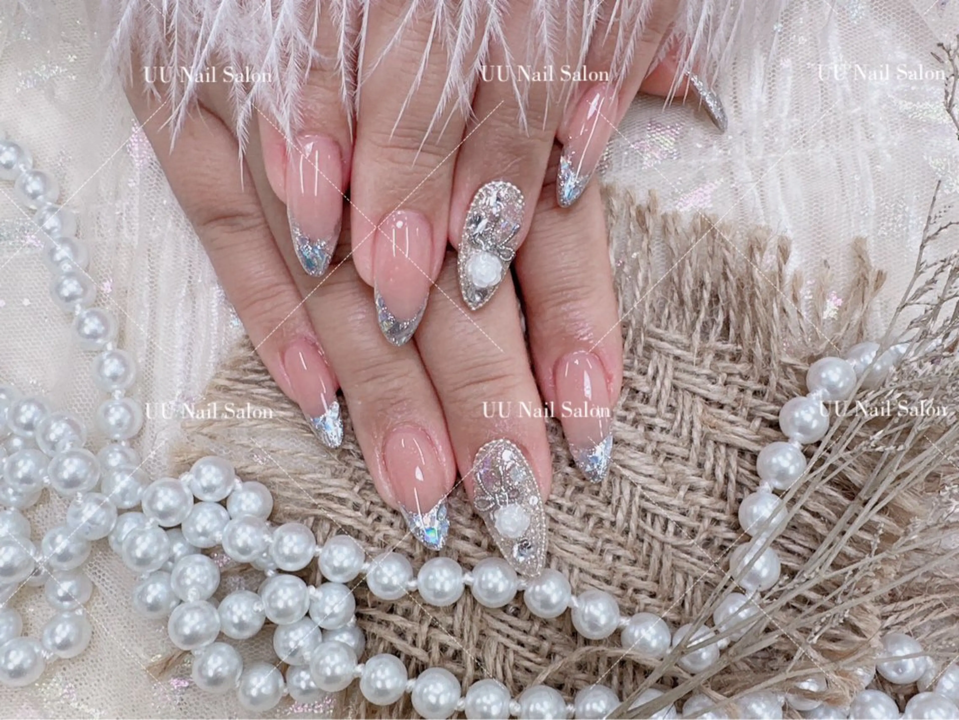 ネイル フレンチネイル ガラスフレンチ ハンドネイル UU Nail Salon 西川口のネイルデザイン