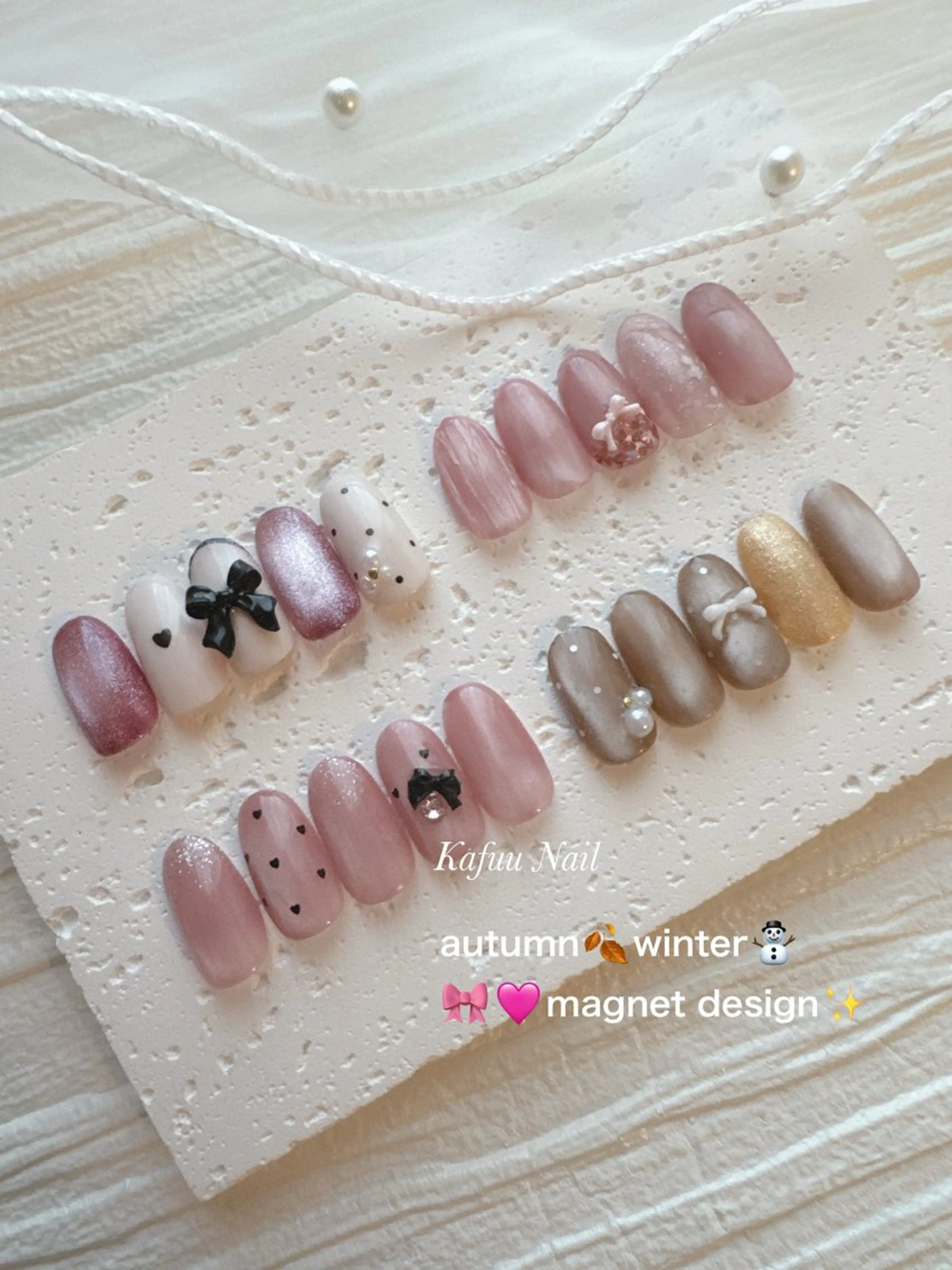 ✨秋冬・🎀🩷マグネットデザインコース【他店オフ込み】5000円（リボンのサイズ、種類変更可能！）の写真