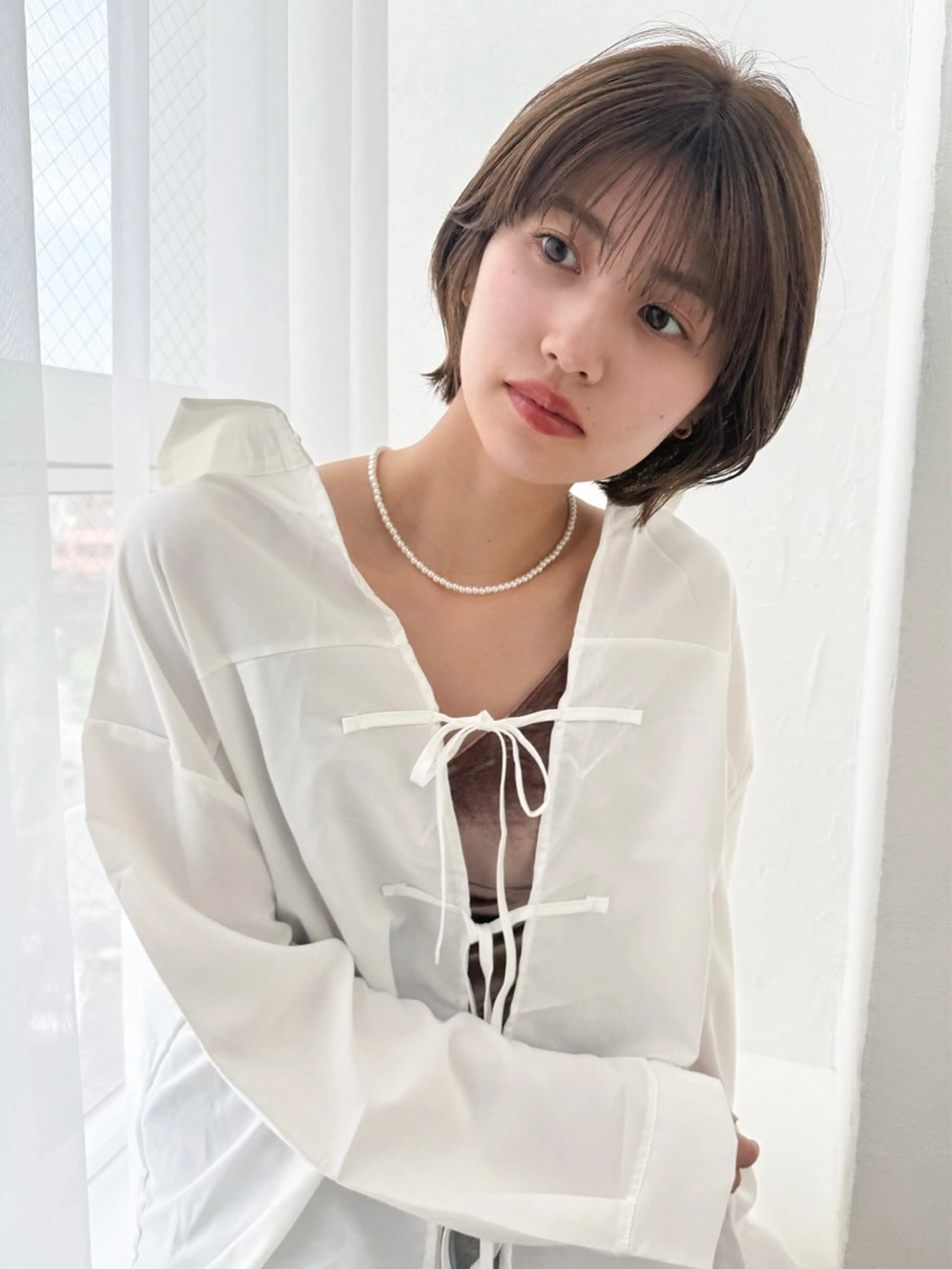 ショート カラー ヘアカラー トリートメント 似合わせぷつっとボブ 縮毛矯正 久保田彩菜のヘアスタイル
