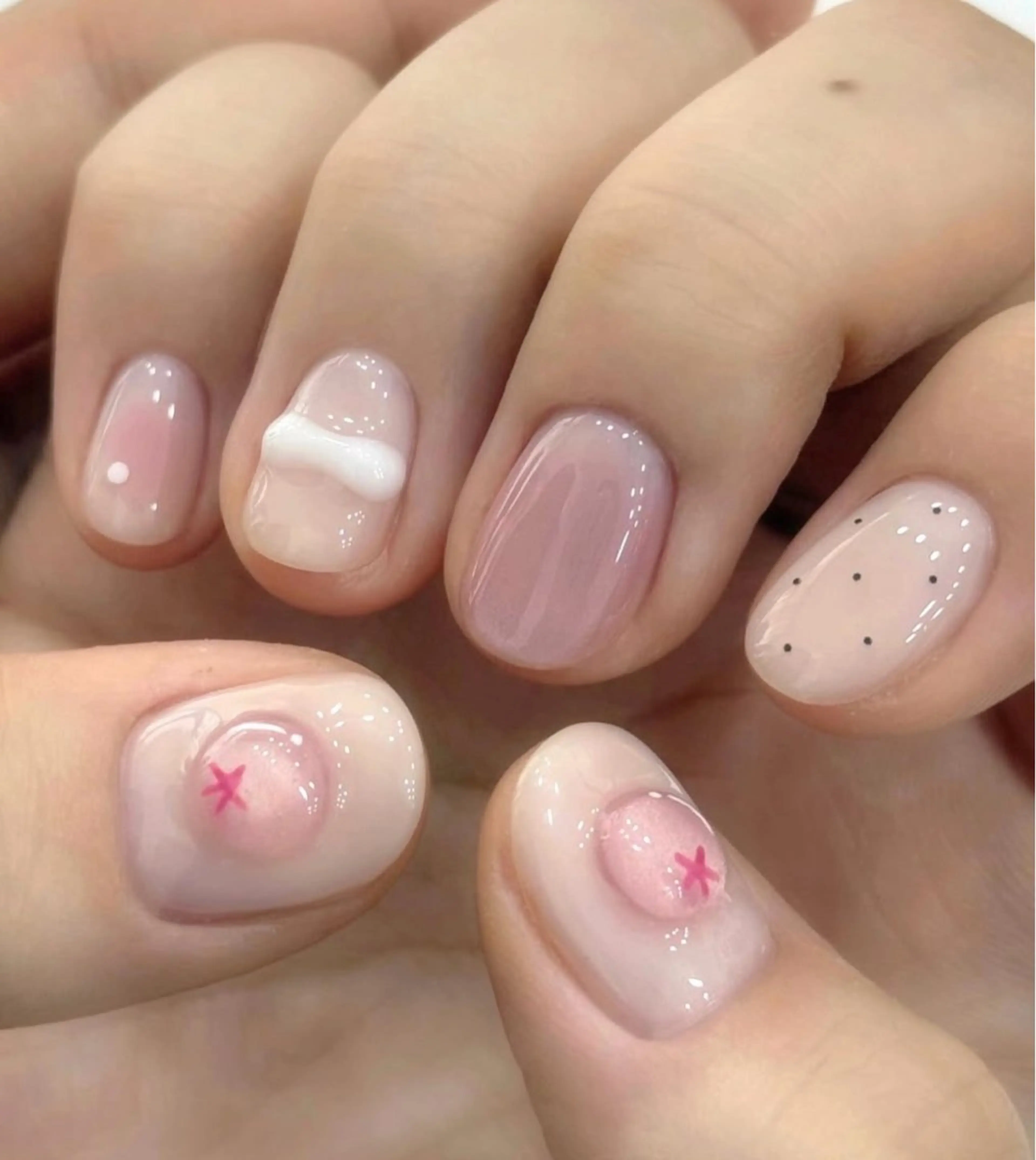 ネイル 韓国ネイル 持ち込み ニュアンスネイル ネイルチップ ハンドネイル TABI ANA.CHUOのネイルデザイン