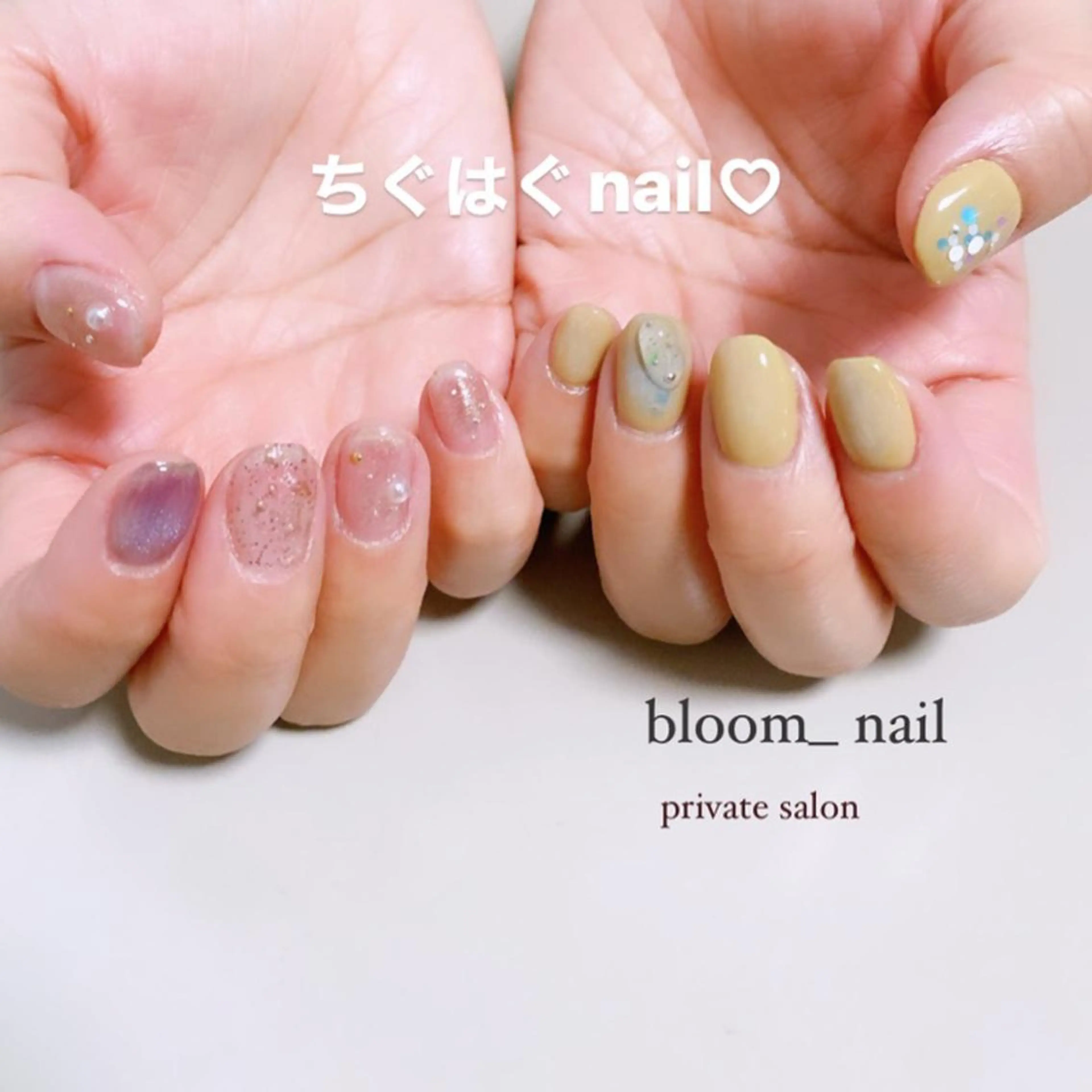 ネイル クリアネイル 黄色 ハンドネイル ハンドケア bloom_ nailのネイルデザイン