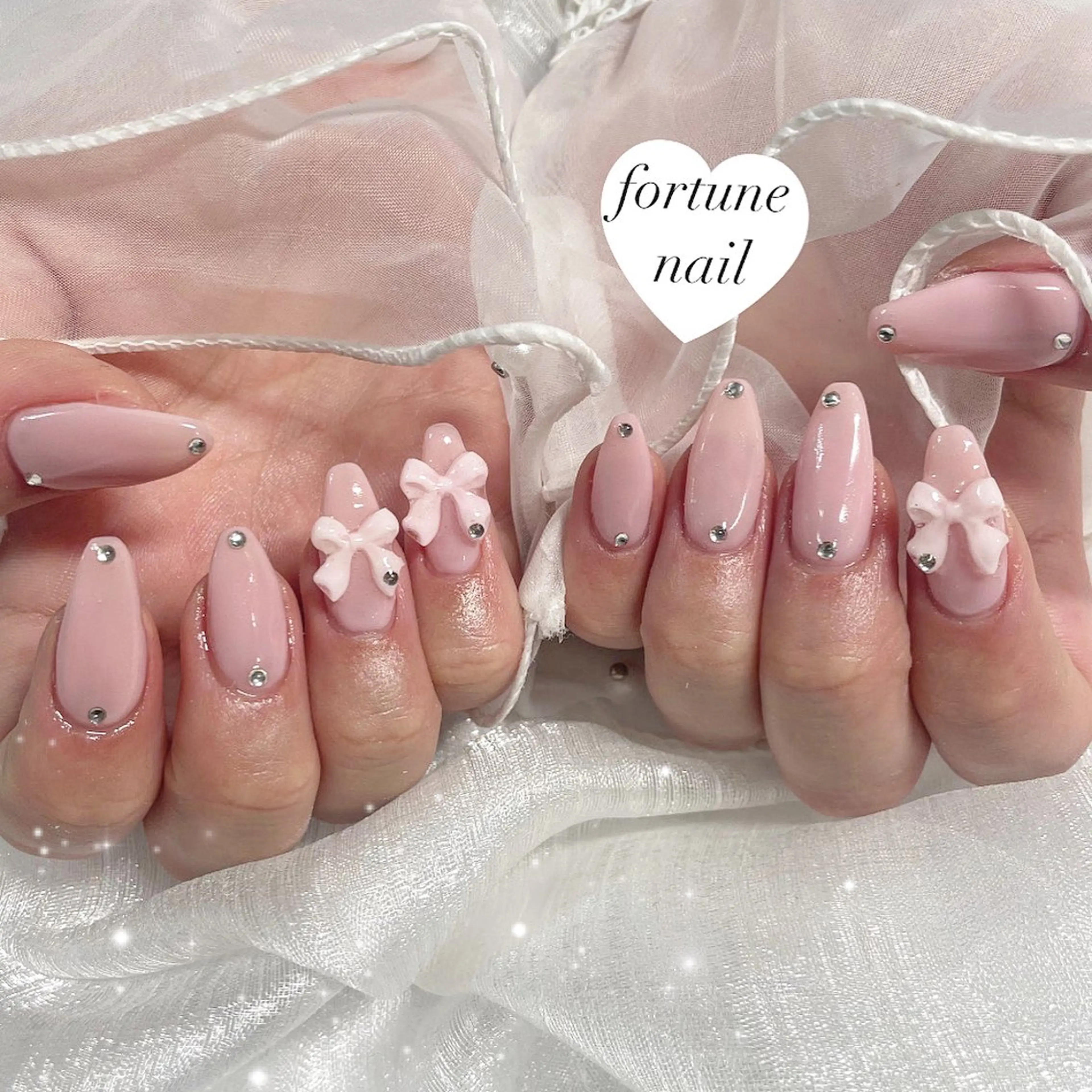 ネイル ガーリー ピンク リボン 春ネイル 💎saori 💎のネイルデザイン