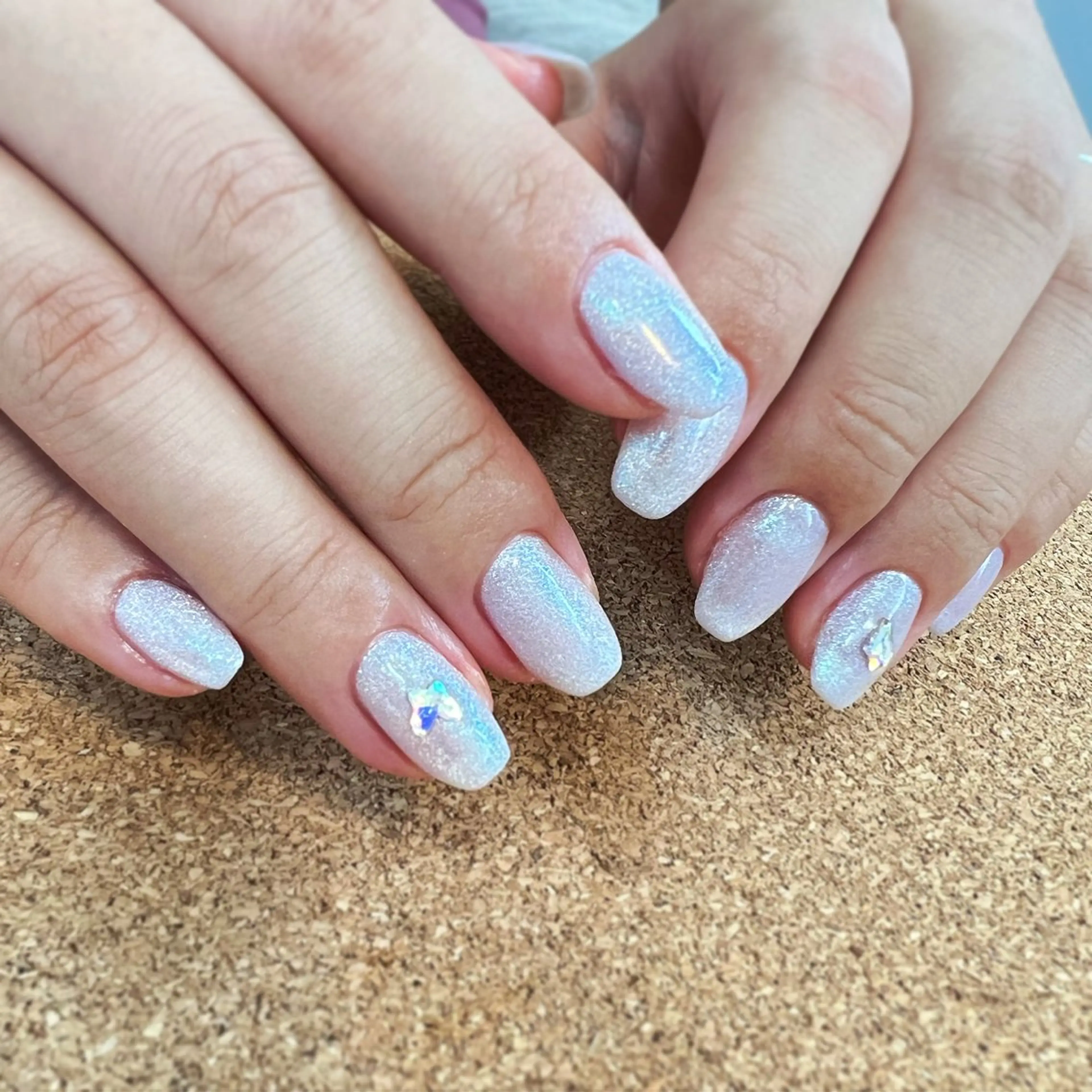 ネイル ブルー マグネットネイル スクエアネイル ストーンネイル ハンドネイル pointillé .ayaのネイルデザイン