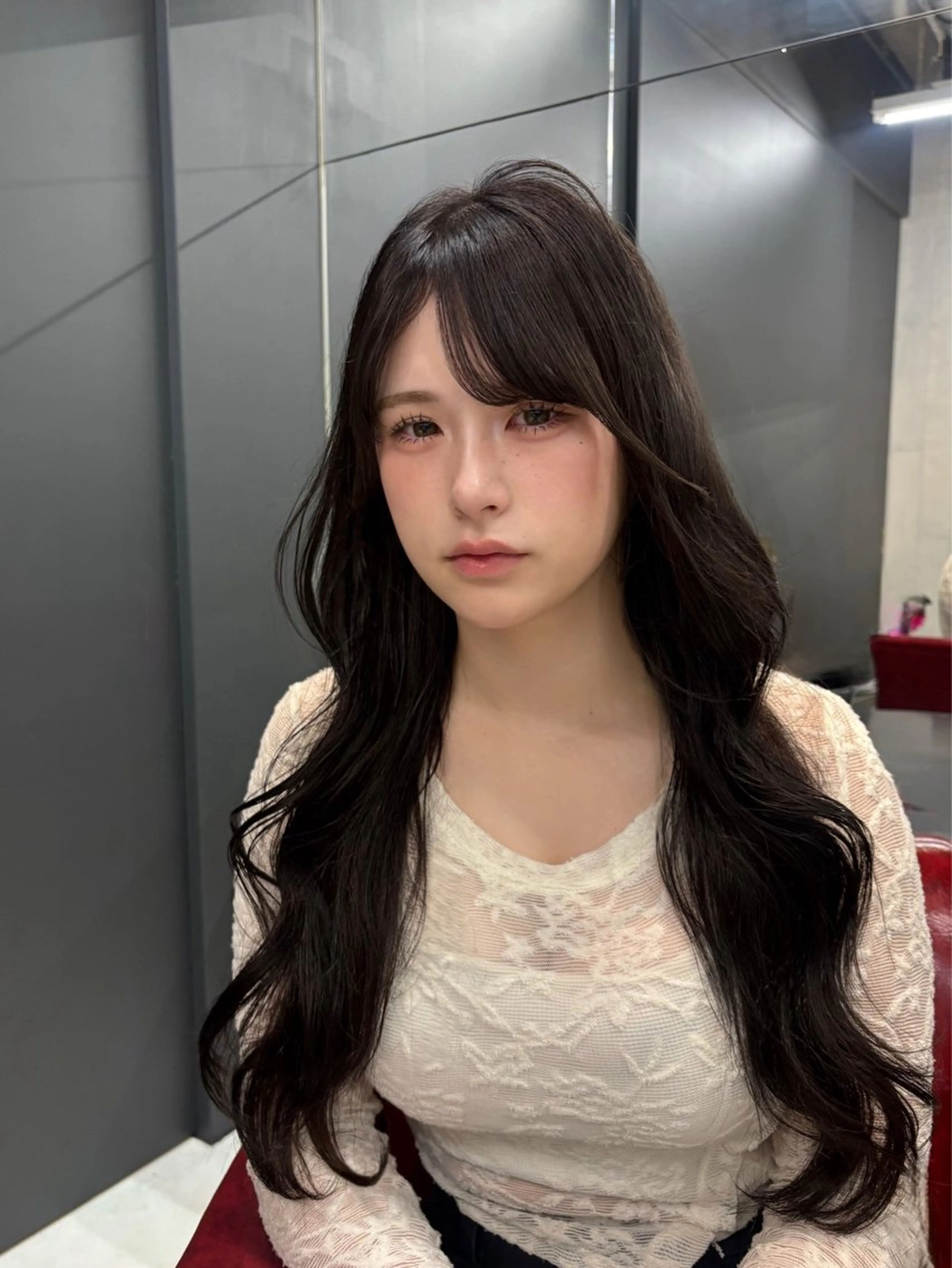 ロング カラー 韓国風ヘア レイヤーカット カット ヘアカラー トリートメント 細井 友貴のヘアスタイル