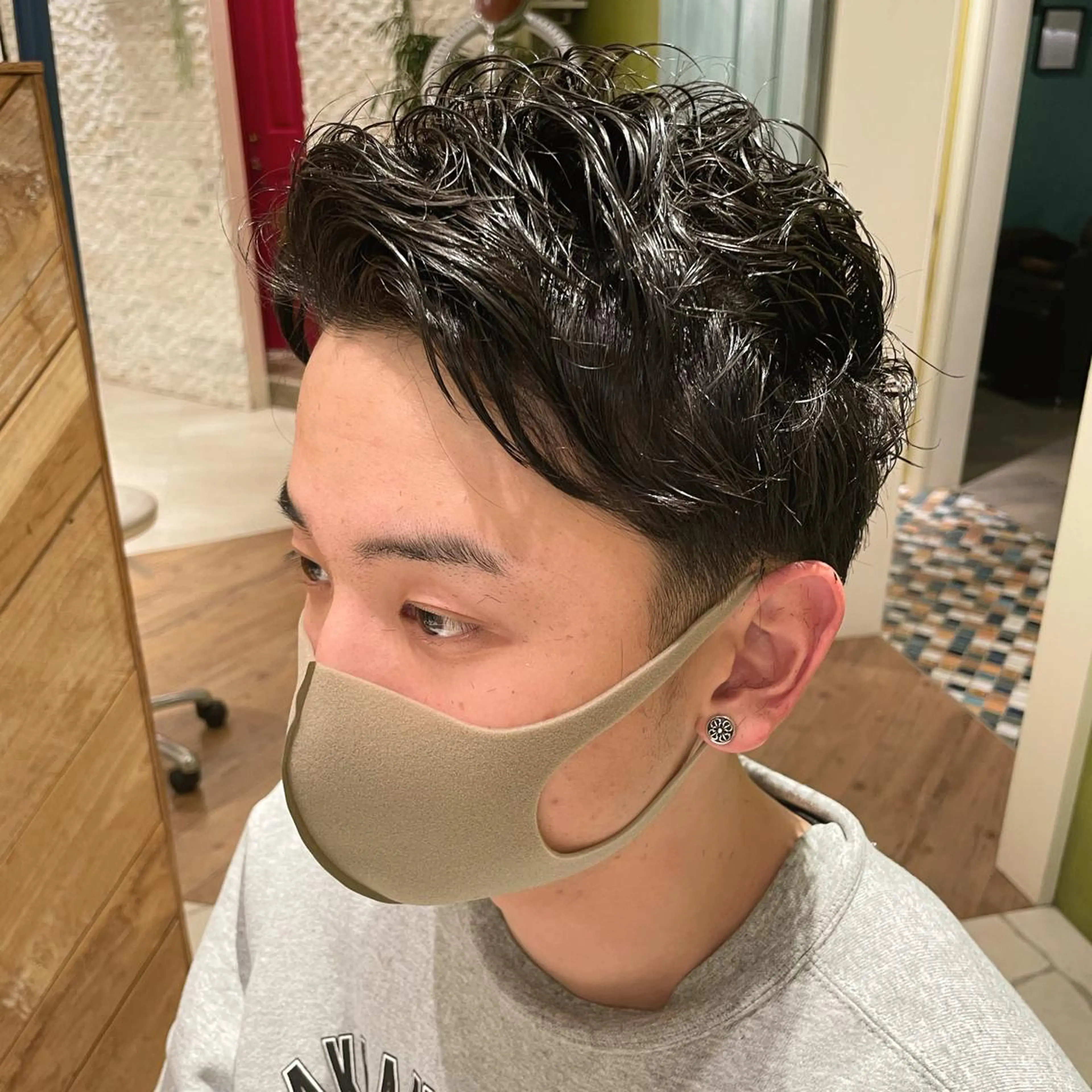 メンズ メンズパーマ 韓国風レイヤーカット 🇰🇷❕モカのヘアスタイル
