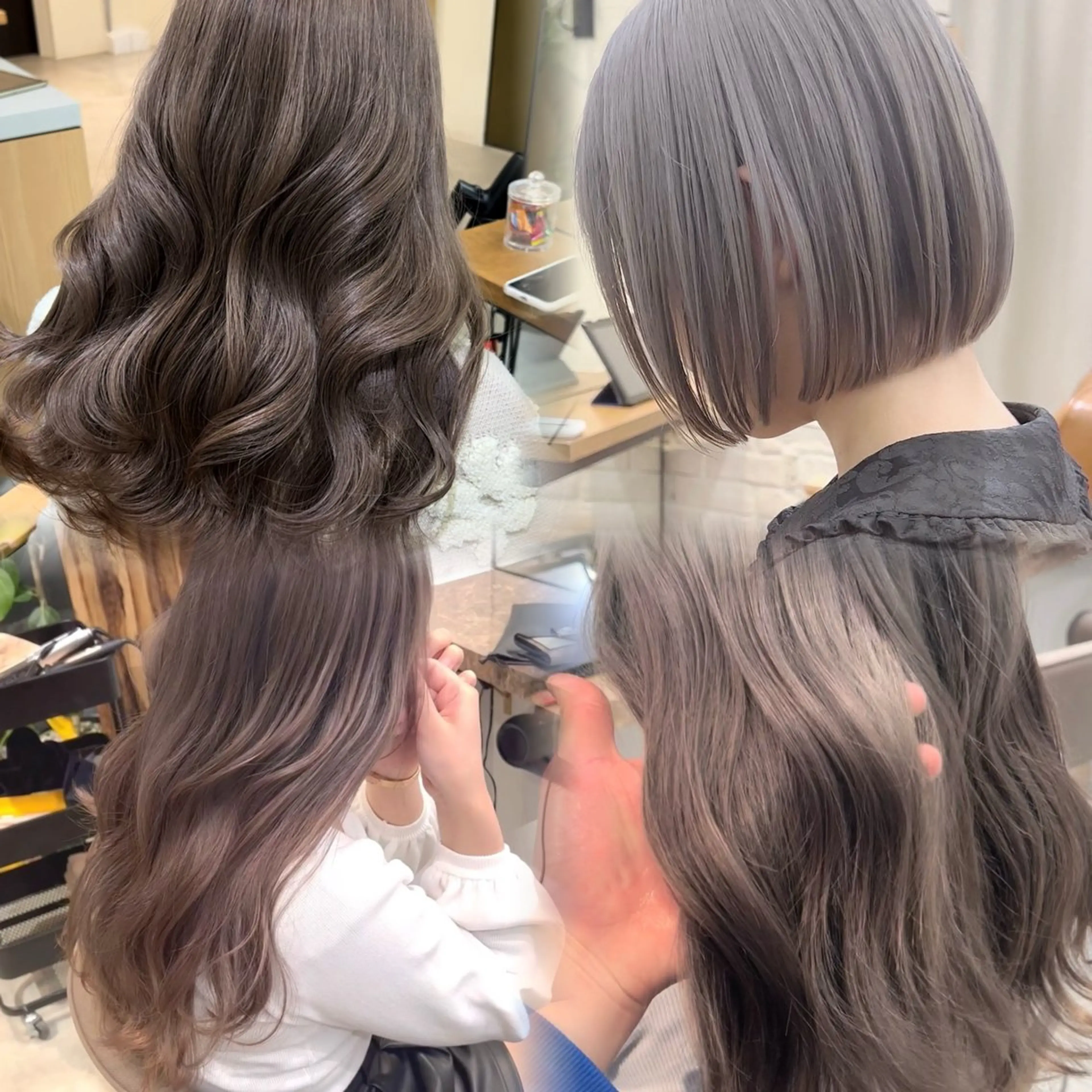 ミディアム カラー ヘアアレンジ 顔周りcut/ 艶ワンカラー♥ちさきのヘアスタイル