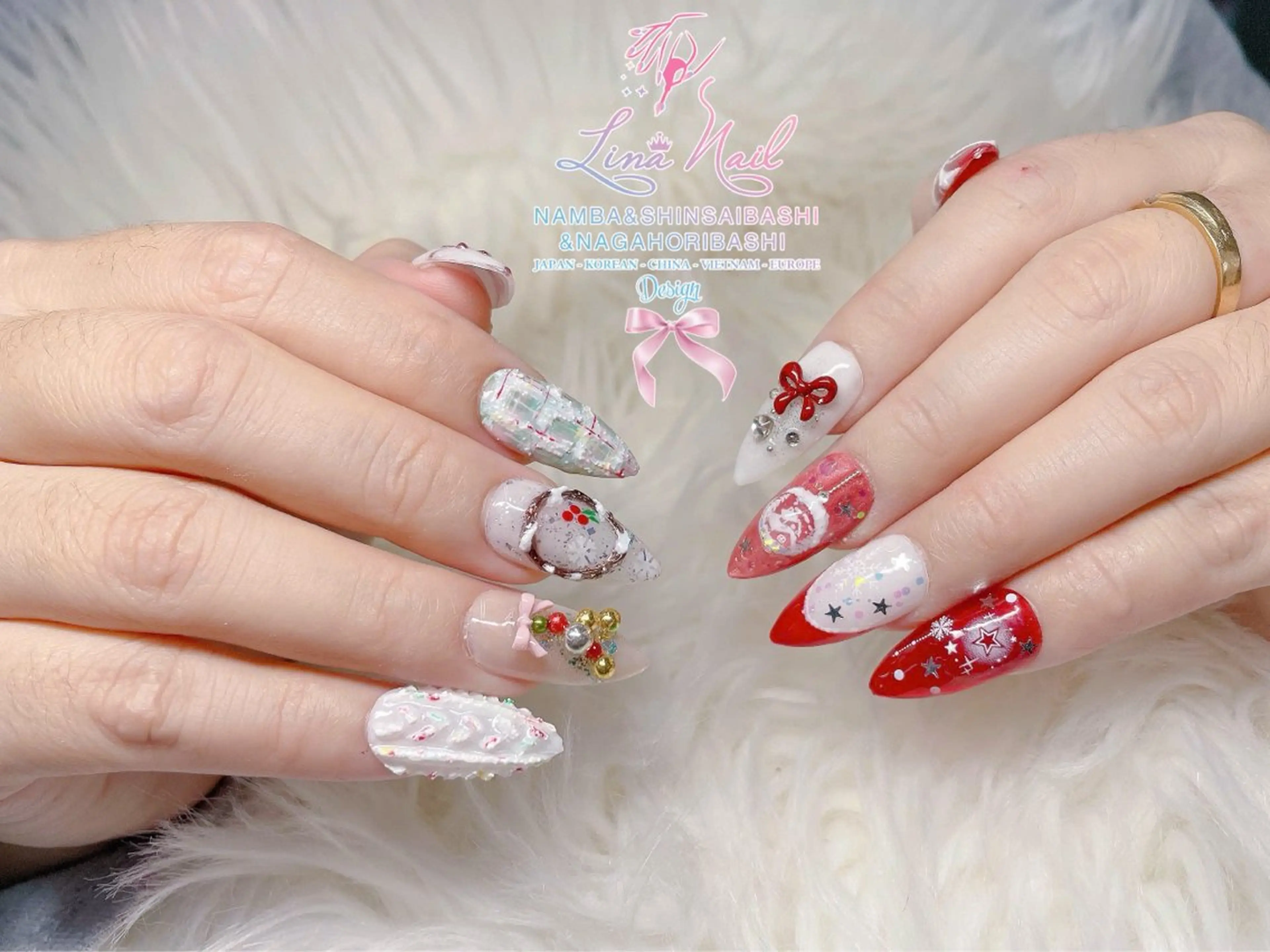 ネイル 冬ネイル クリスマス リナネイル 長堀橋店／東心斎橋店のネイルデザイン