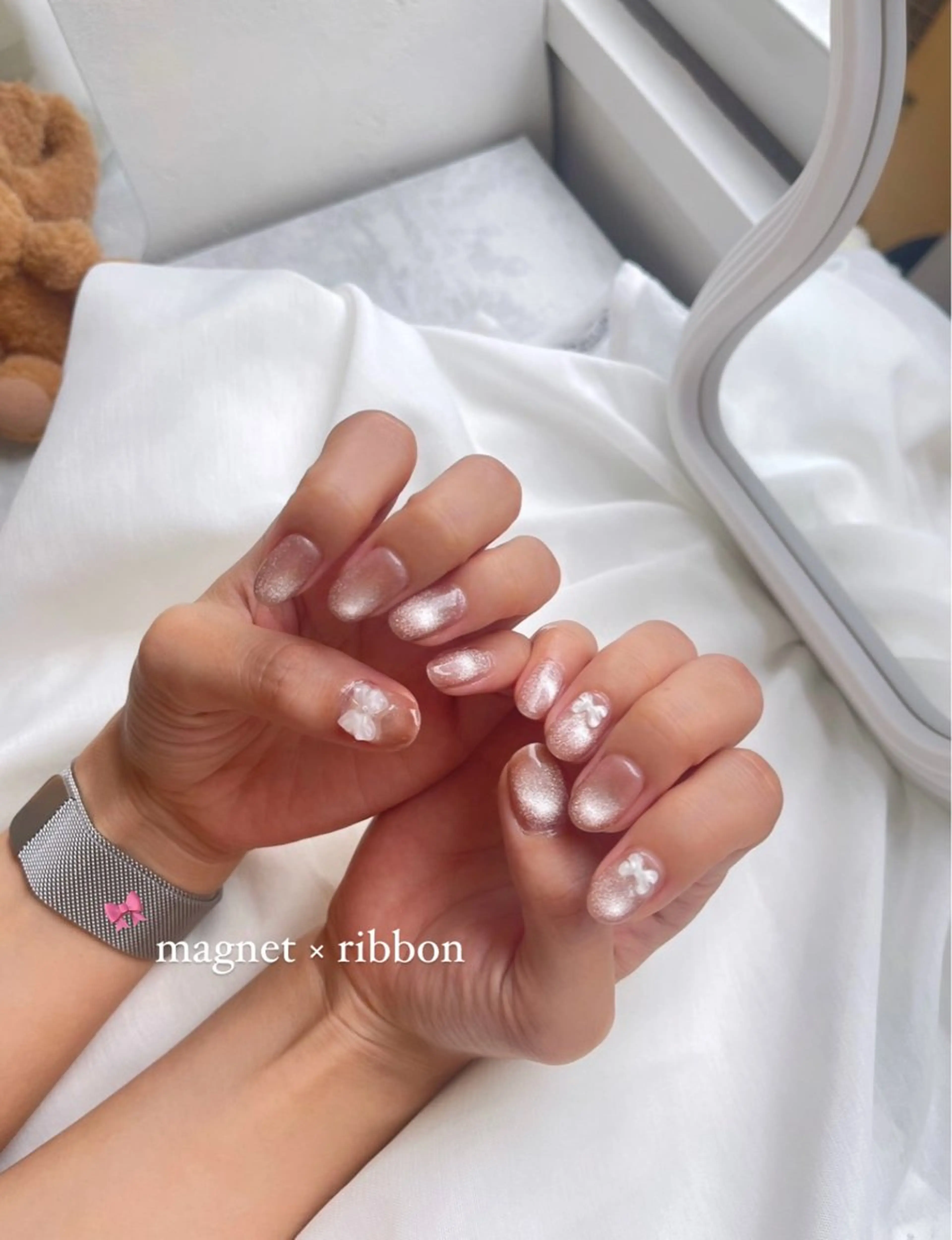 ネイル マグネットネイル リボン Rich+nail🫧仙台🫧所属・Rich+nail 🫧仙台🫧のネイルデザイン