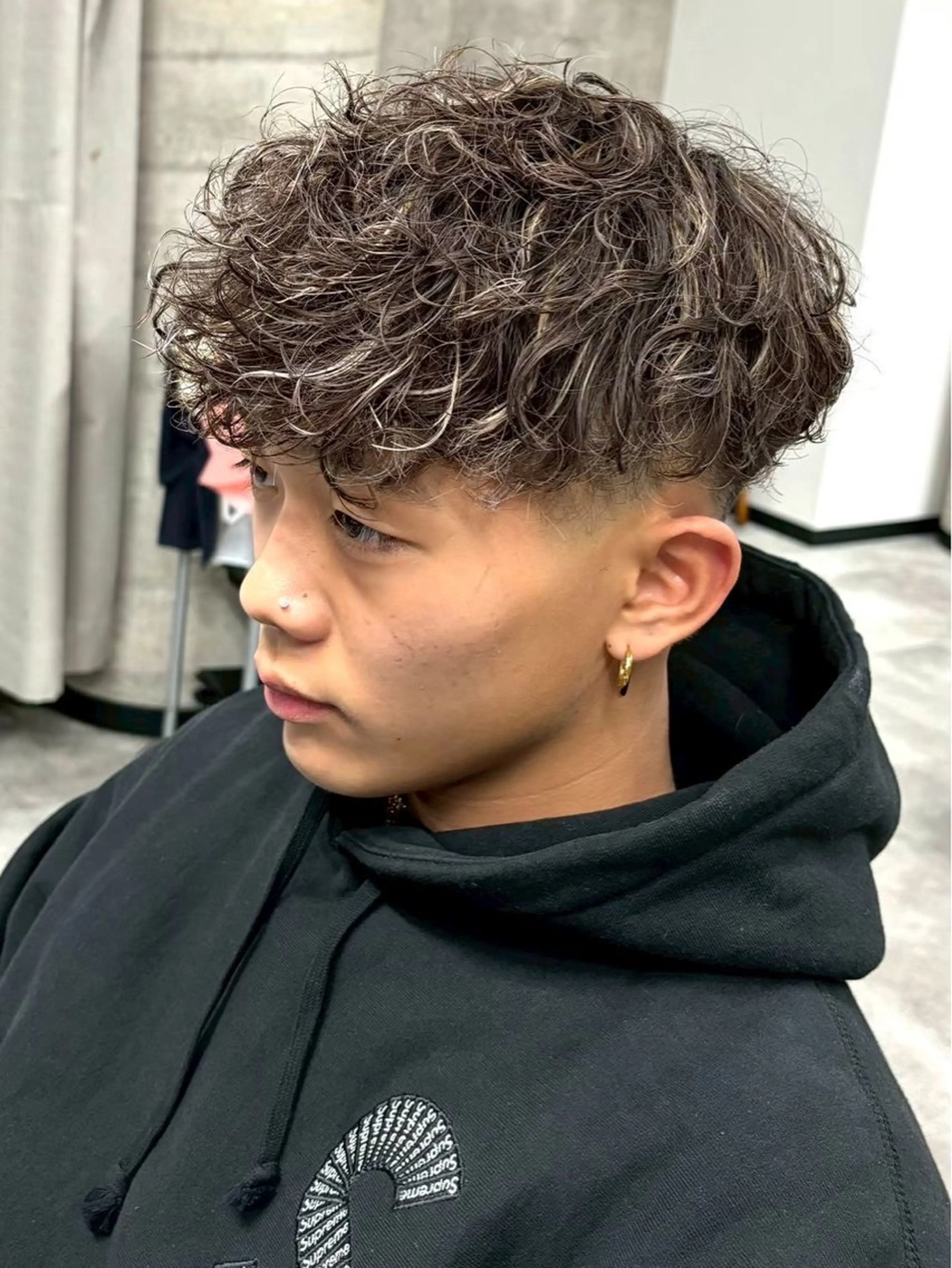 ミディアム メンズ メンズメッシュ スペインカール カット ヘアカラー パーマ era本店所属・笹尾 陸/era本店 メンズ短髪系美容師のヘアスタイル