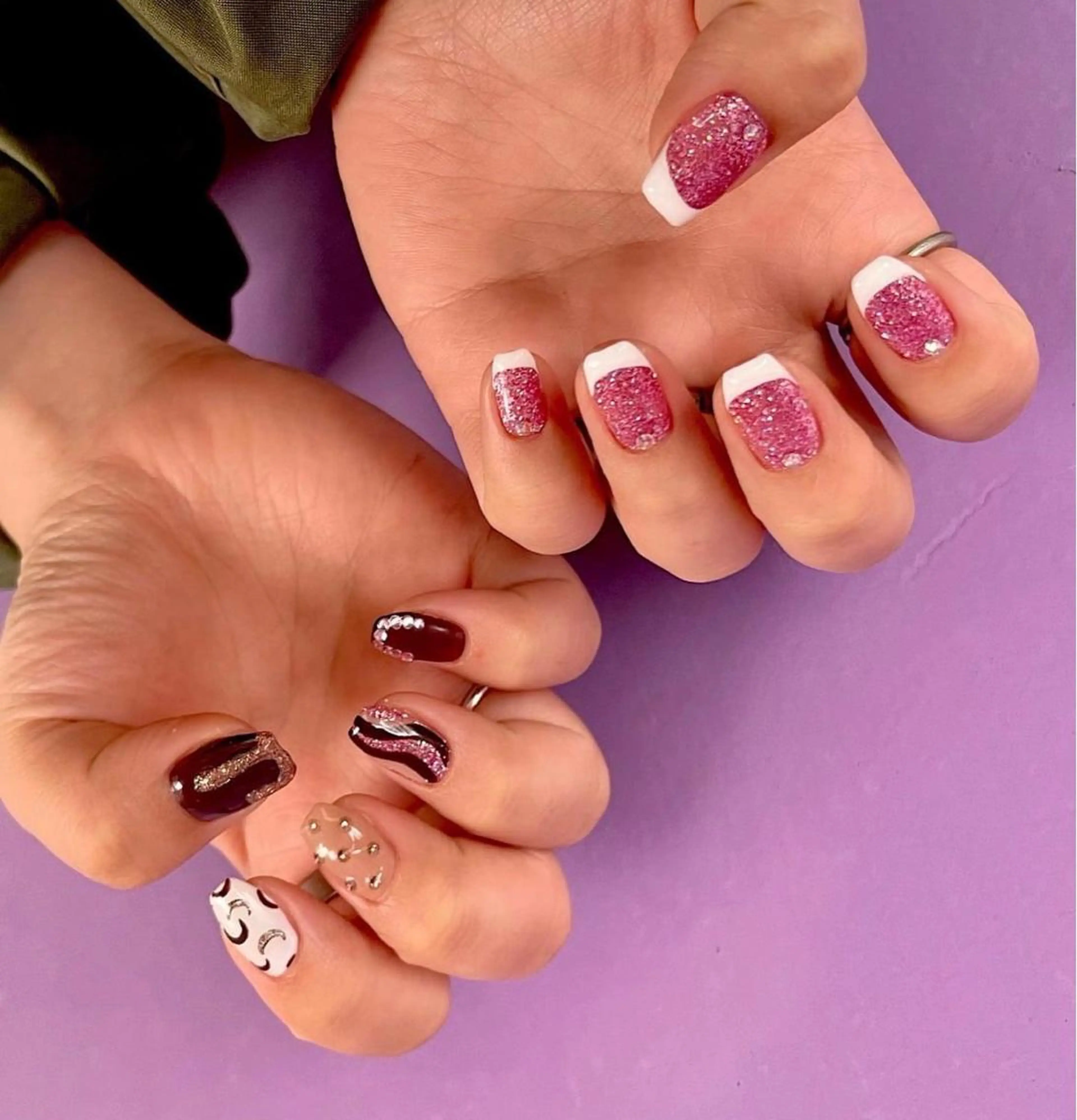 ネイル フレンチネイル キラキラネイル 韓国ネイル ミラーネイル ニュアンスネイル ハンドネイル Salon Ｋのネイルデザイン