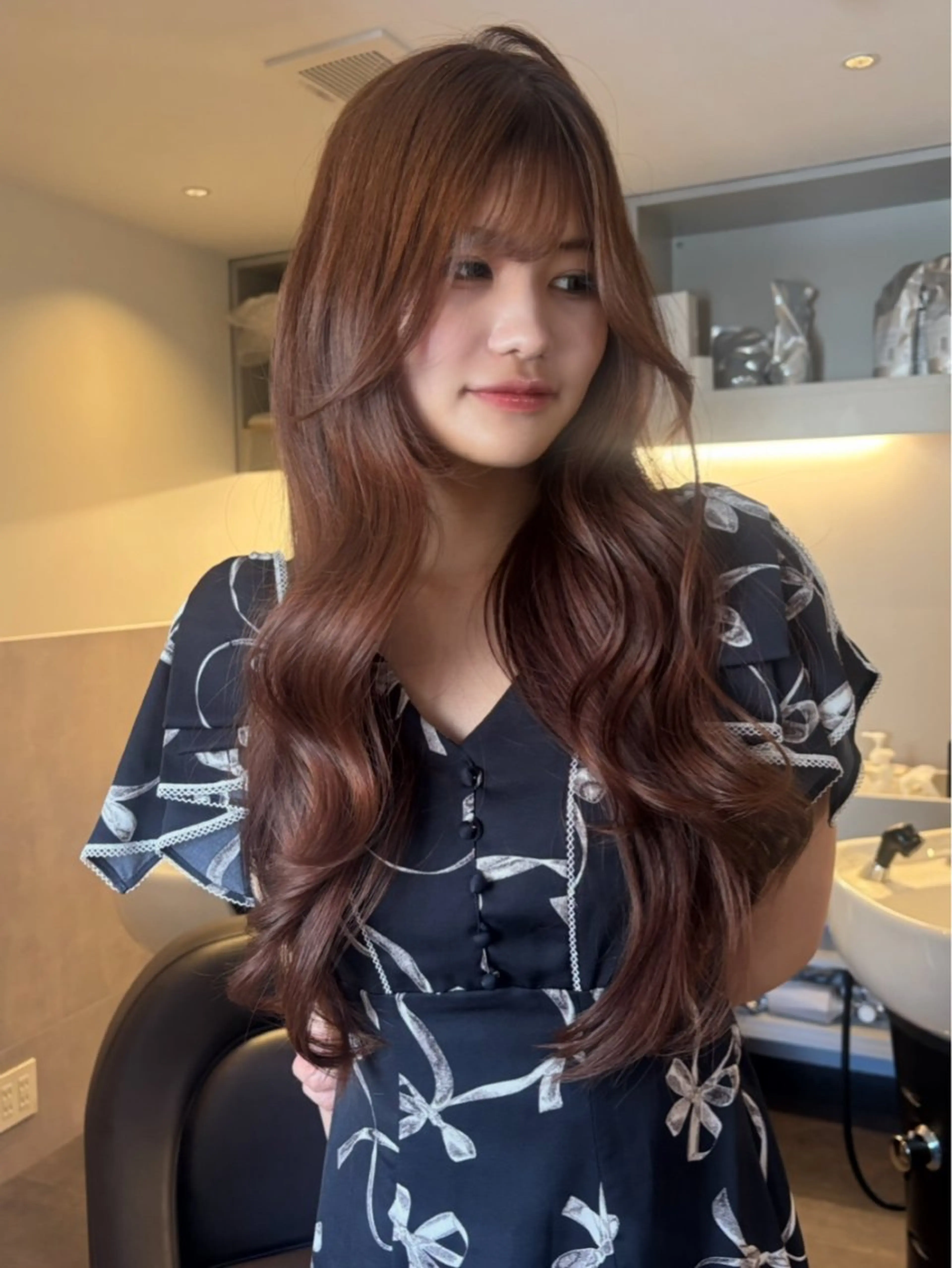 カラー ブリーチ ブラウンカラー ブリーチなしカラー ヘアカラー rinka／暖色 ストレートのヘアスタイル