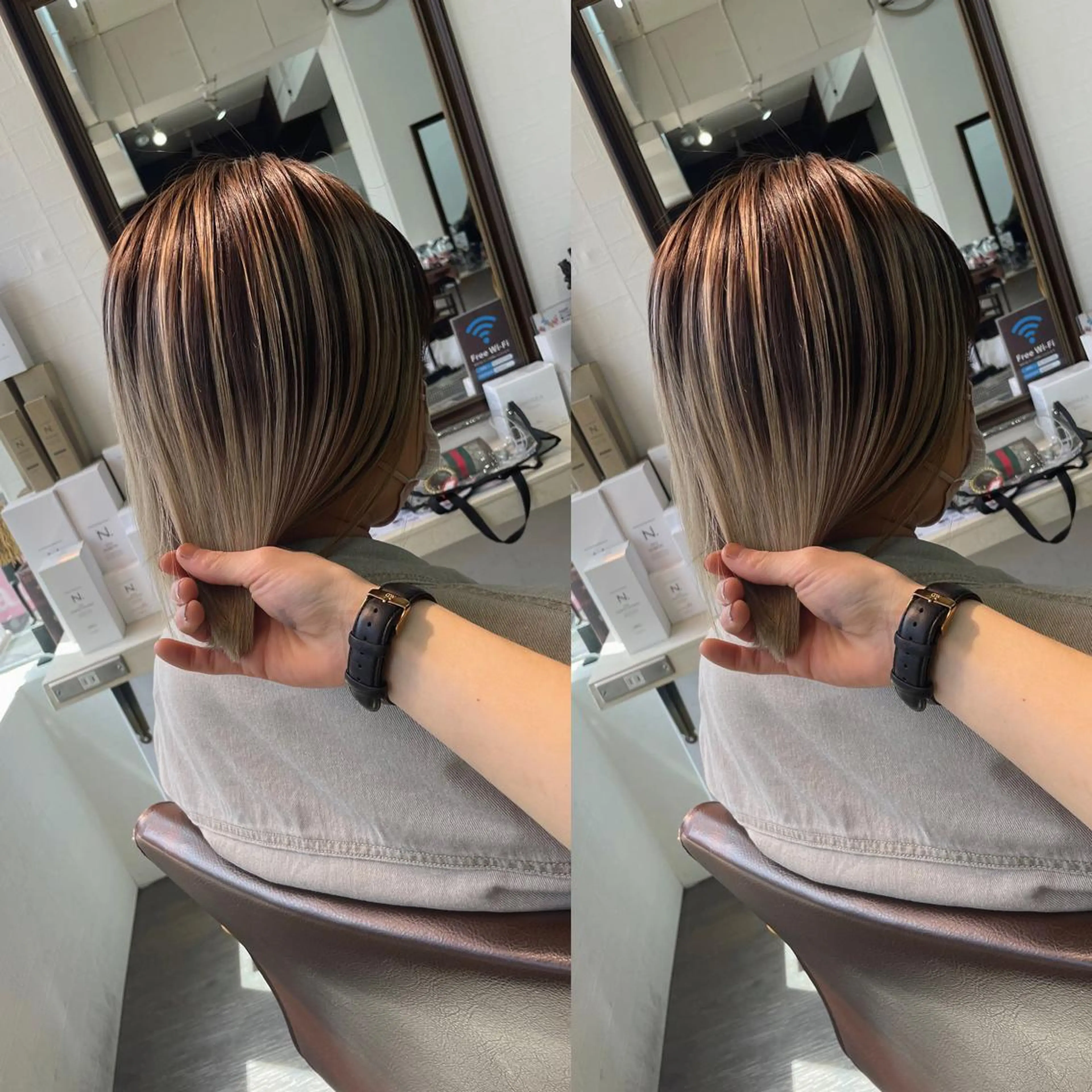 ミディアム カラー ヒカ/外国人風 デザインカラーのヘアスタイル