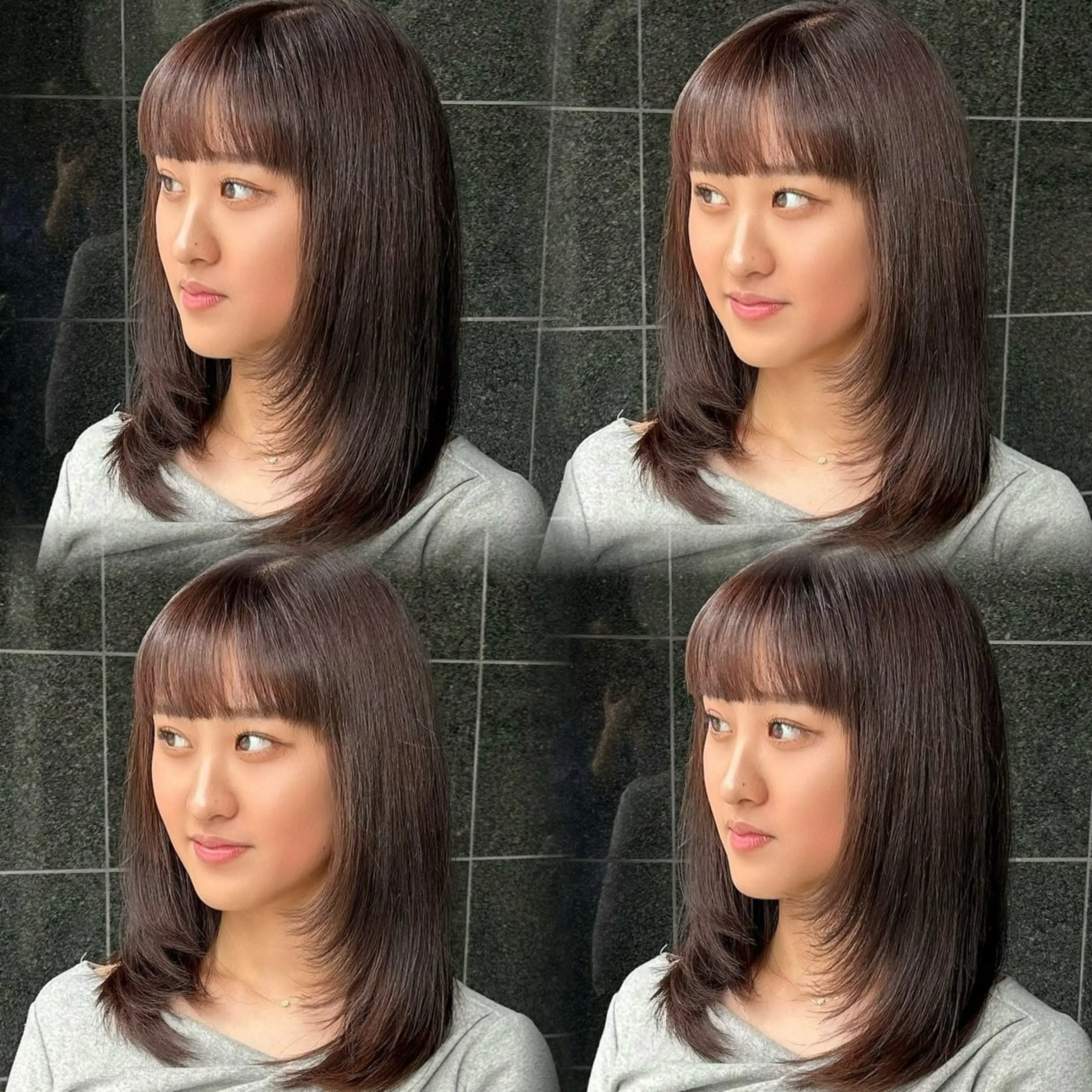 ミディアム レイヤーカット カット ヘアカラー calna 古賀 菜摘のヘアスタイル