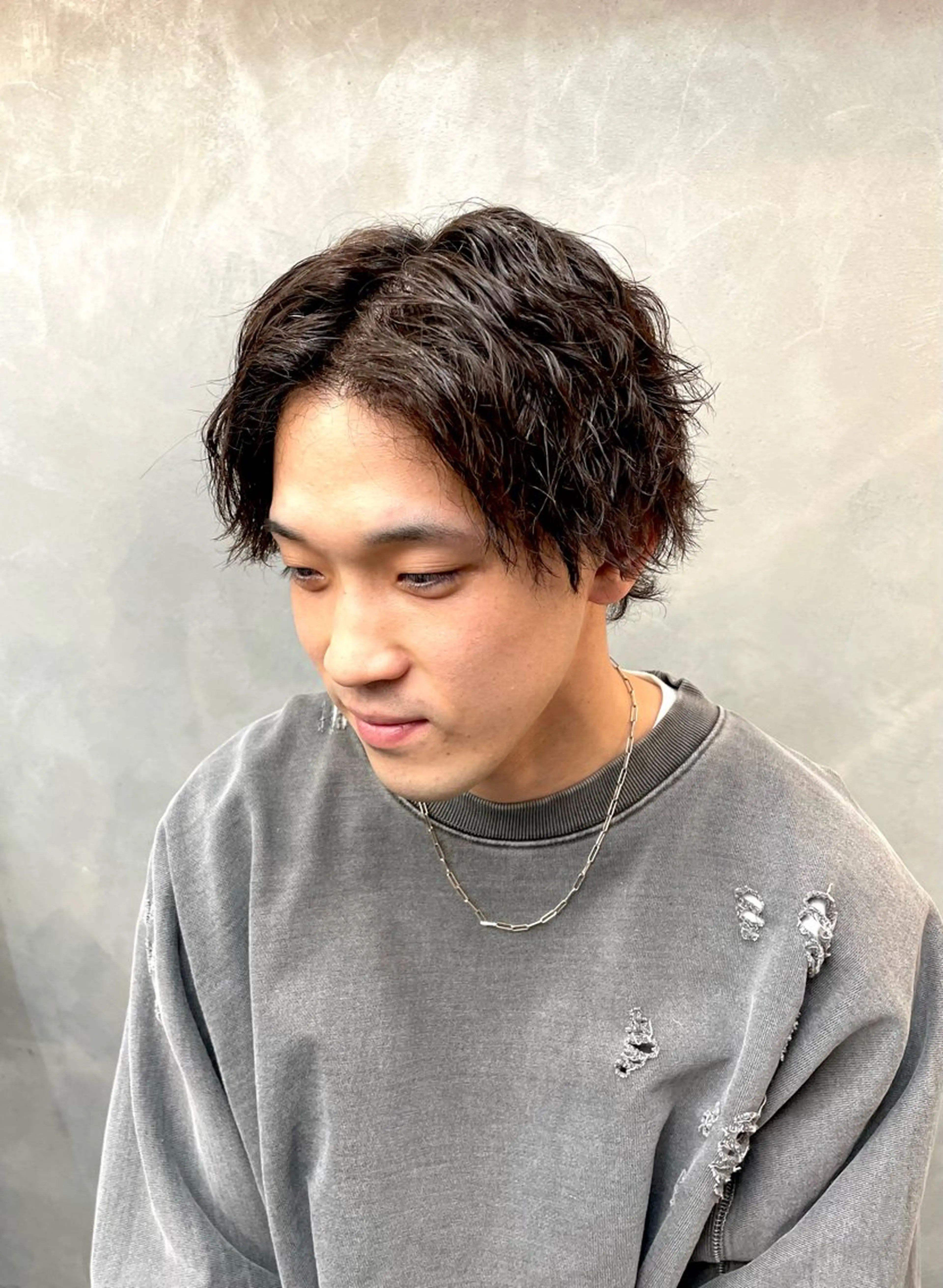 ロング パーマ メンズ パーマ トリートメント メンズパーマ ハイライトカラーみくのヘアスタイル