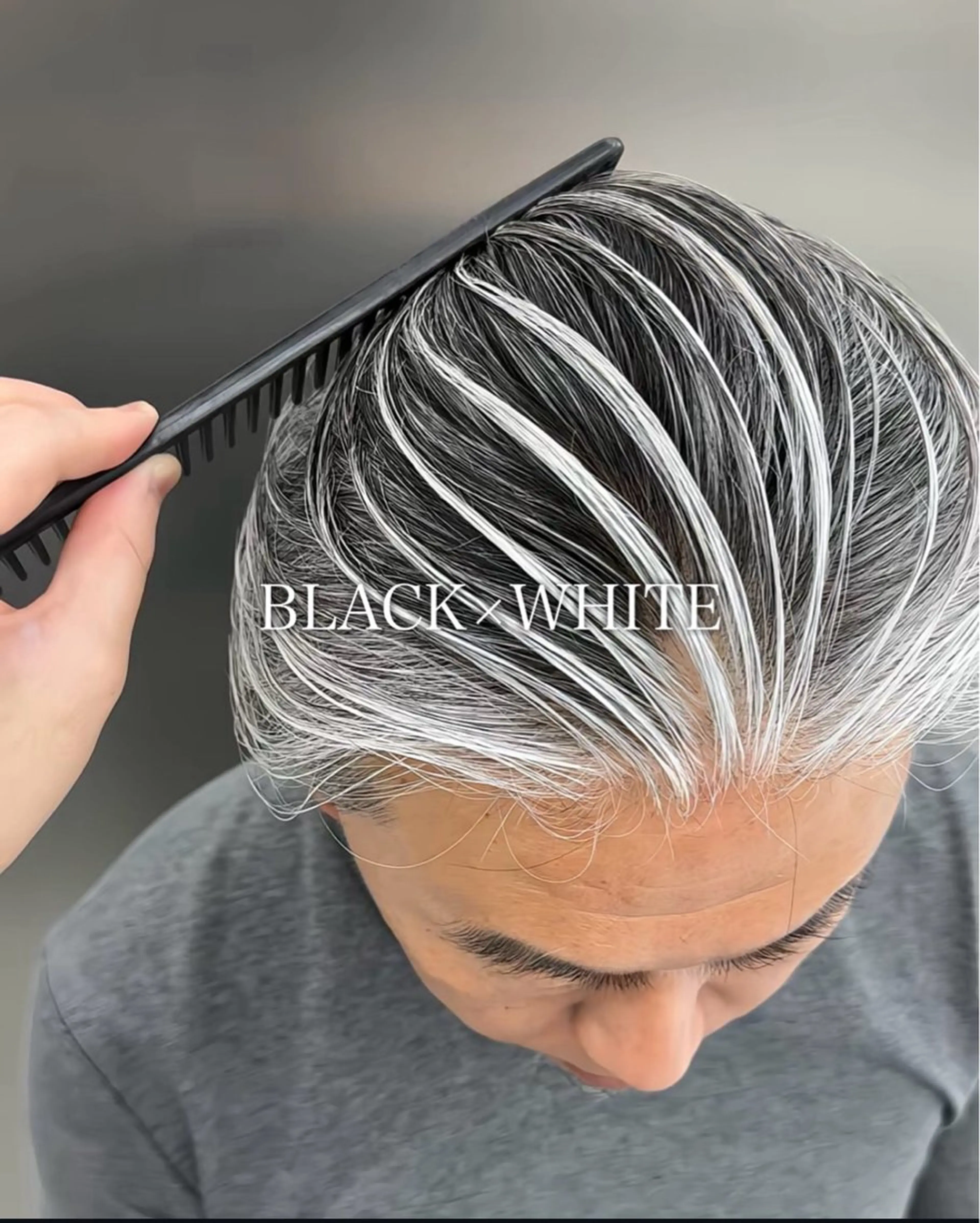 メンズ センターパート メンズハイライト メンズメッシュ カット ヘアカラー 白髪メッシュ/ 大人メッシュ/ぽんのヘアスタイル