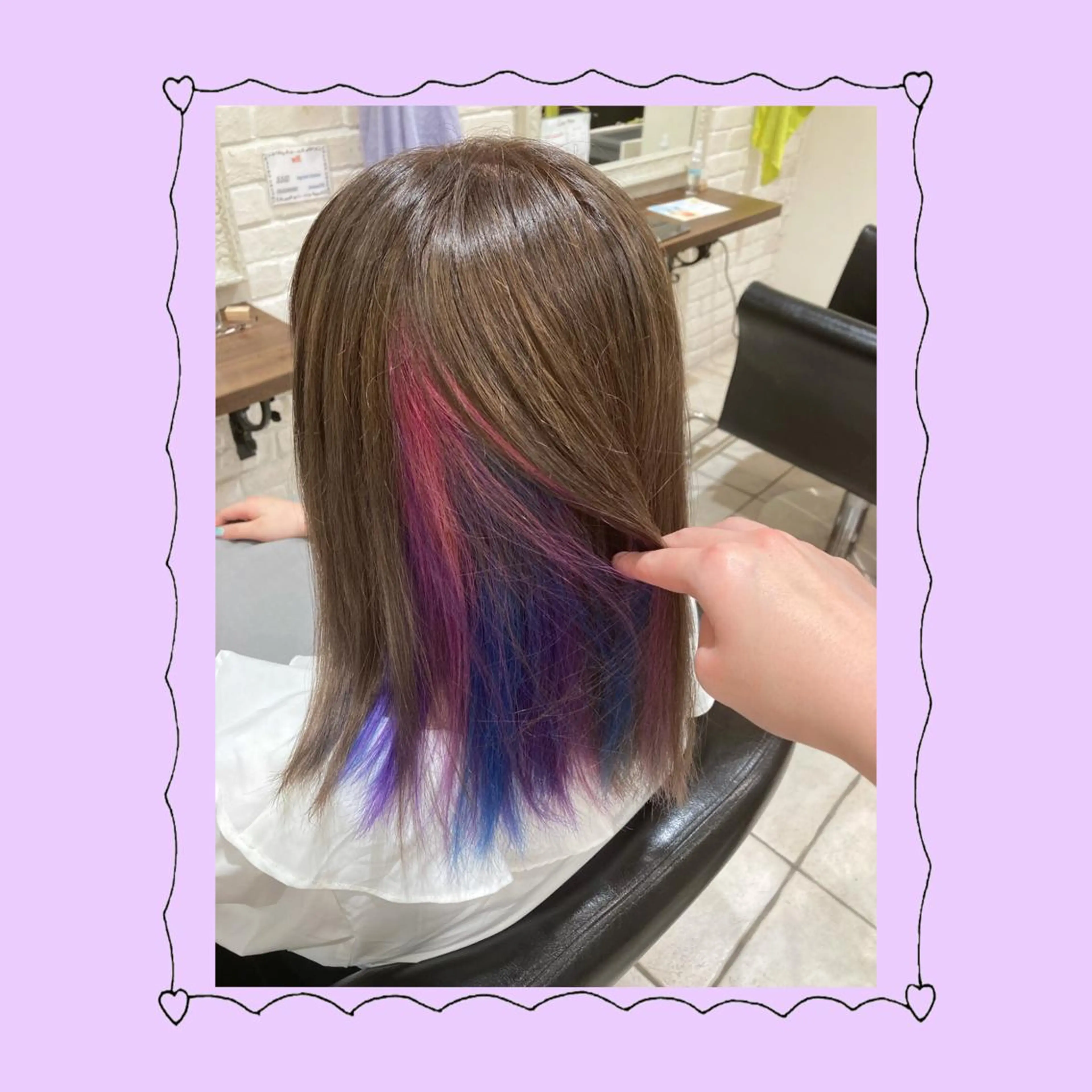 ミディアム カラー ヘアアレンジ ユニコーンカラー 🦄ブリーチ💜エク ステ💜MIU🦄のヘアスタイル