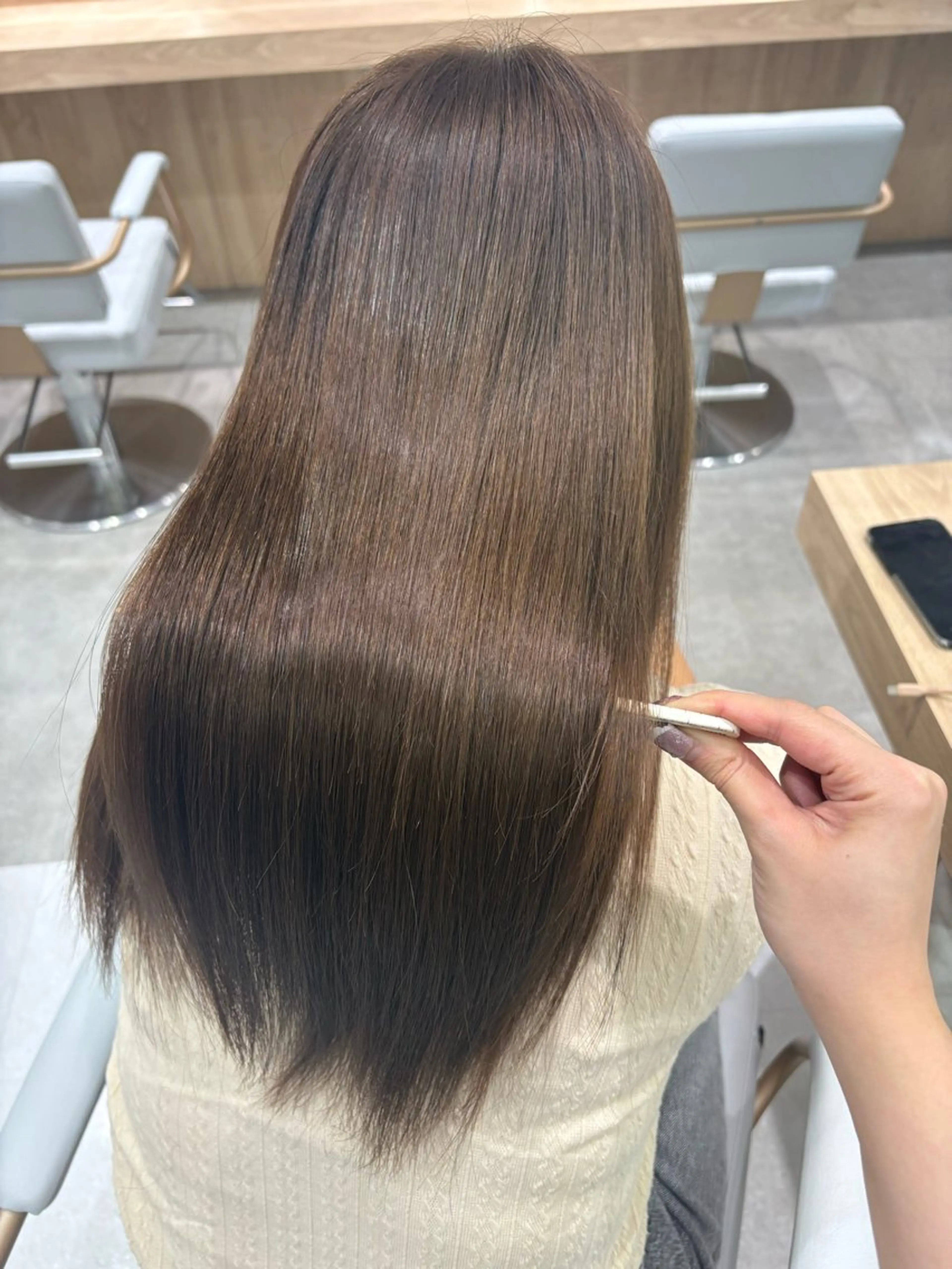 ロング ヘアカラー トリートメント ブリーチなしカラー/ 縮毛矯正🍓kaeのヘアスタイル