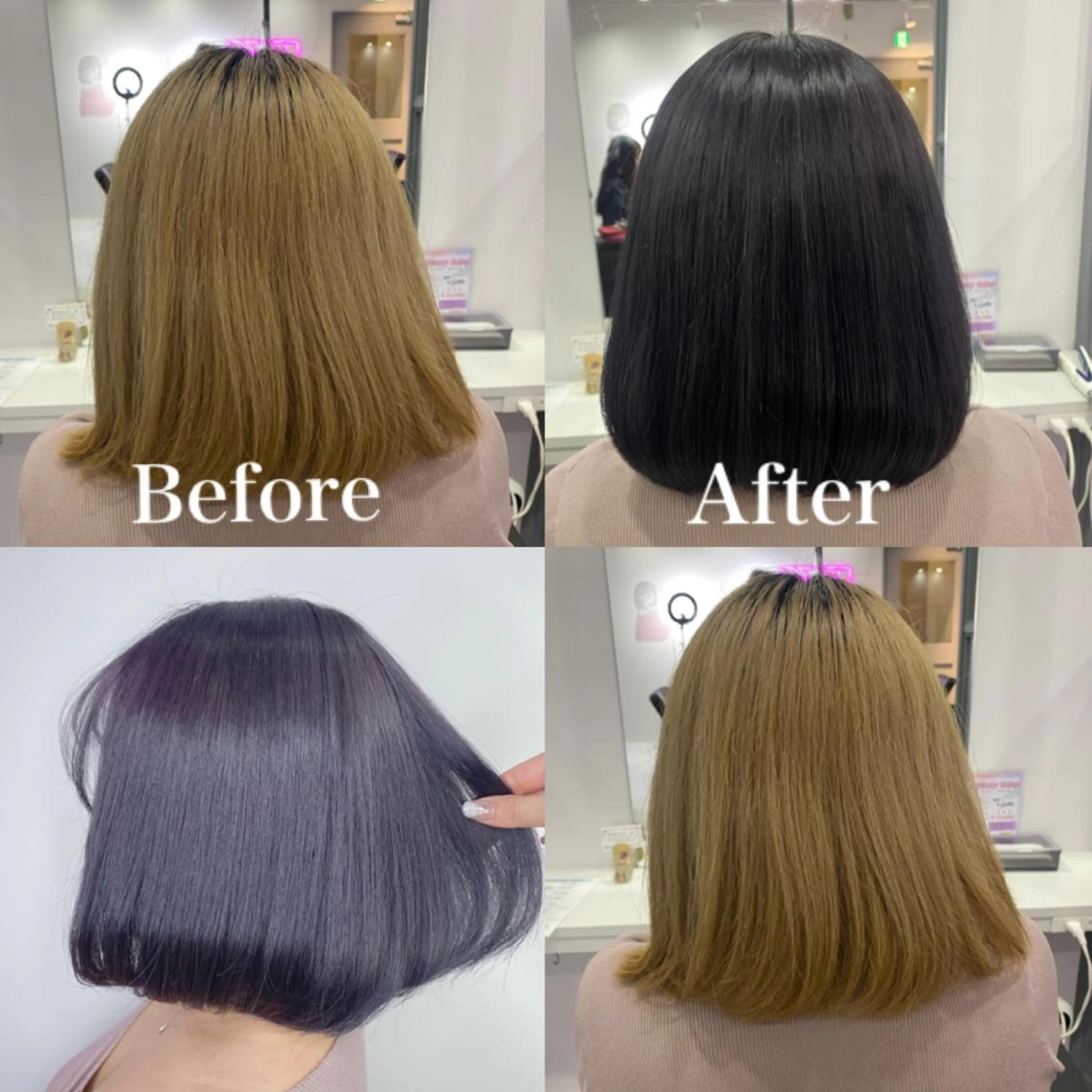 ショート カラー ブリーチ バイオレットカラー カット ヘアカラー 髪質改善×矯正🫧 韓国ヘアasamiのヘアスタイル