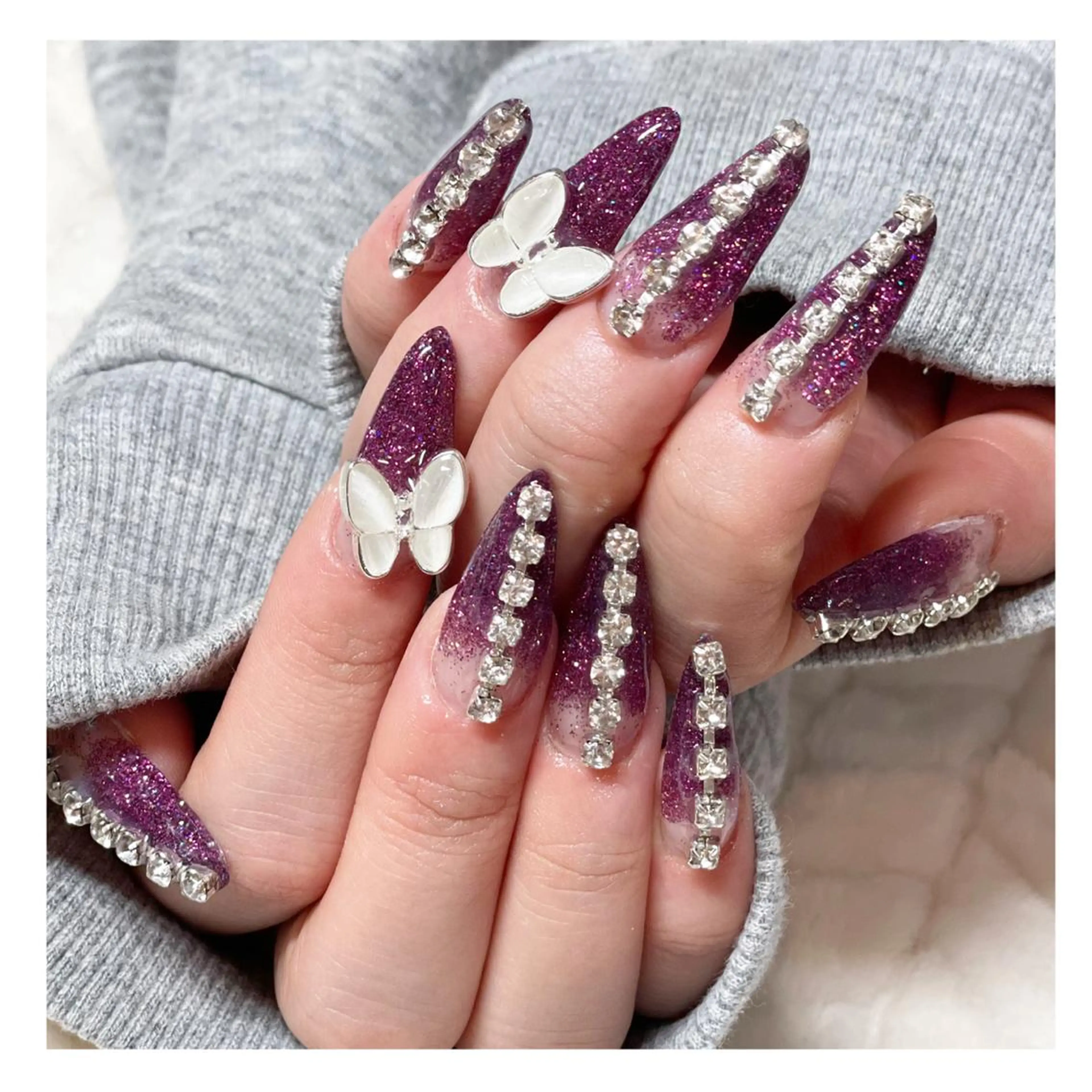 ネイル グラデーション パープル スカルプネイル ハンドネイル LaLa Peach 福岡のマツエク・マツパデザイン