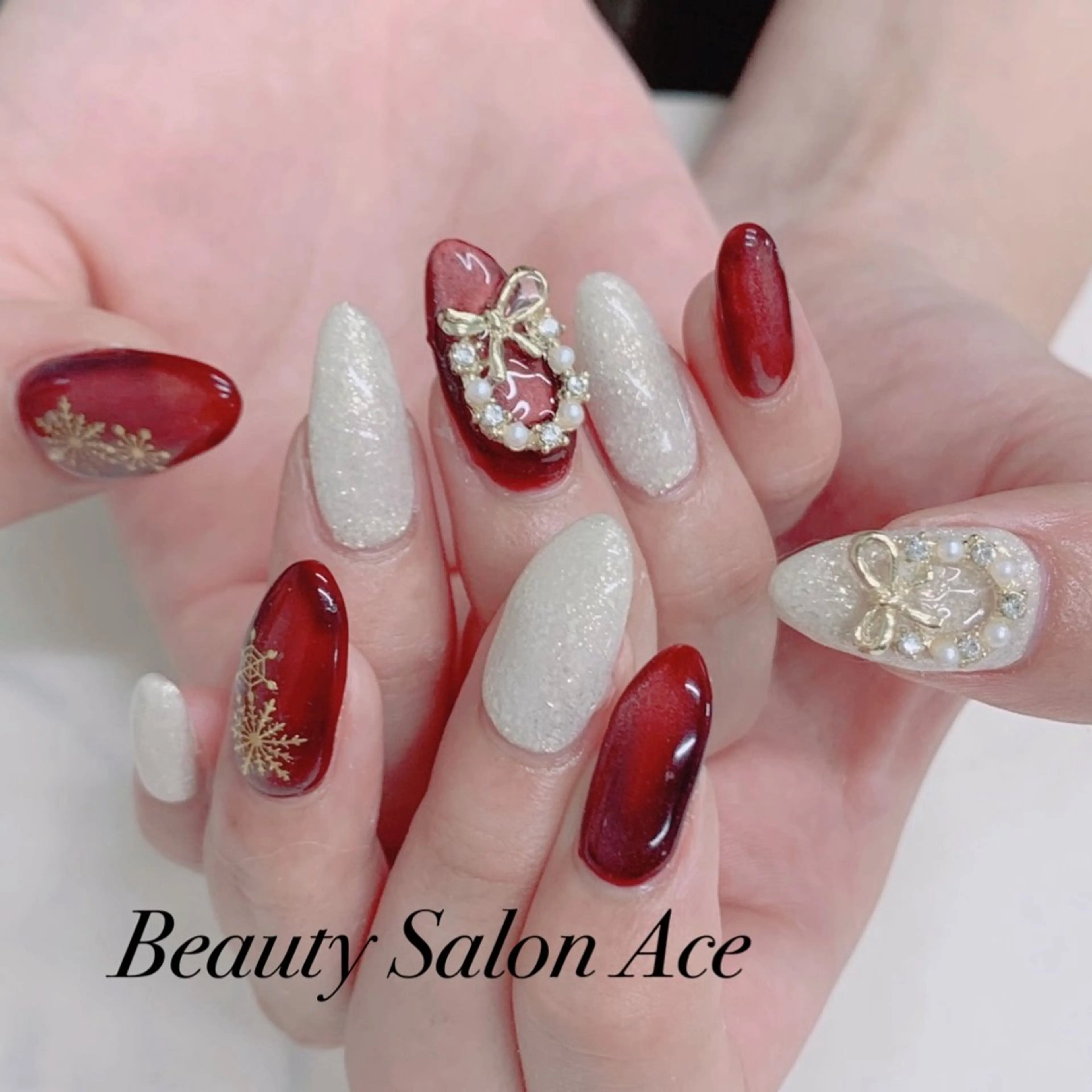 ネイル ラメ(グリッター) メンズネイル 冬ネイル クリスマス ハンドネイル ハンドケア Beauty Salon Ace(ネイルサロン エース)所属・池袋フィルイン Ace♡長さだしのネイルデザイン