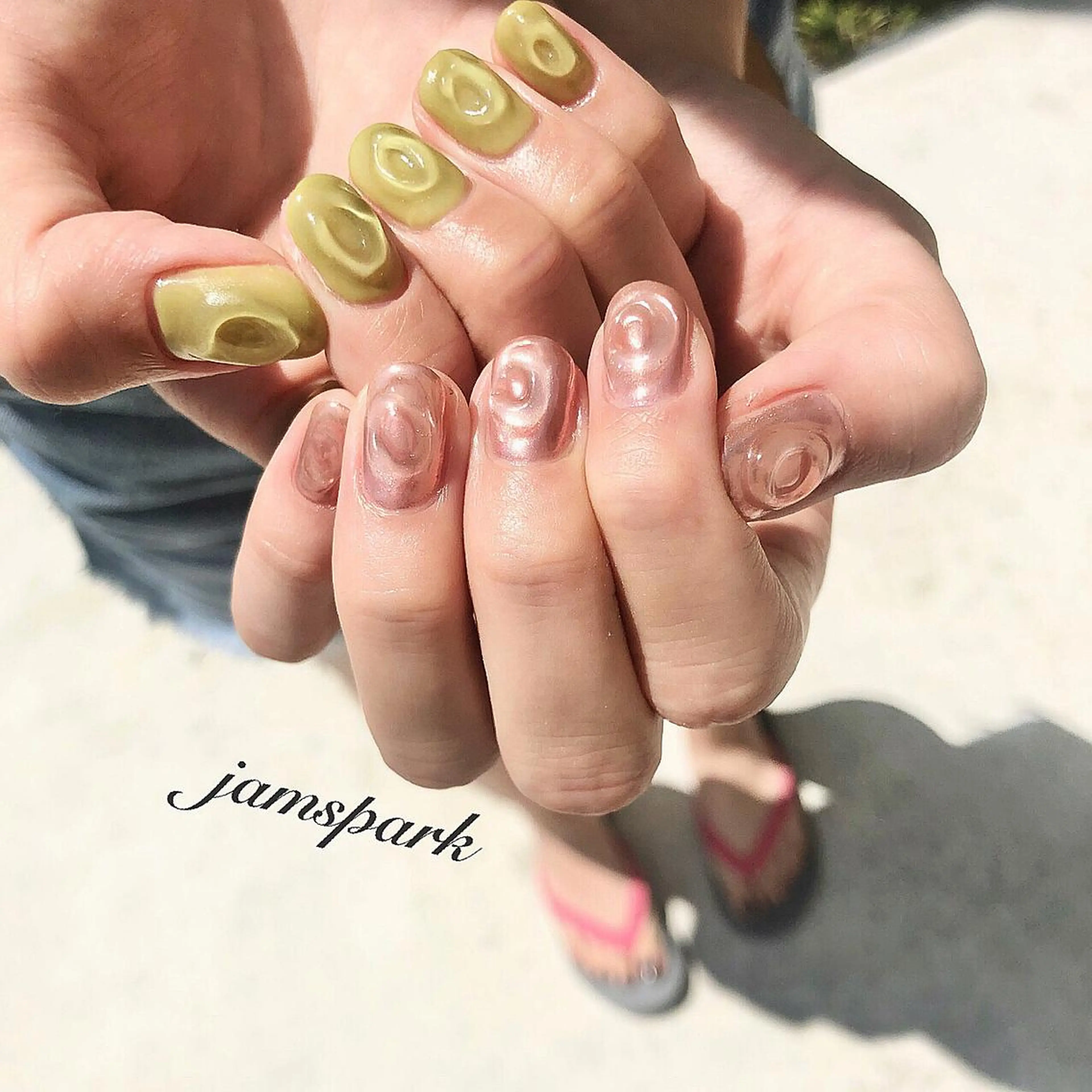 ネイル アートネイル ジェルネイル ミラーネイル ニュアンスネイル ピンク ハンドネイル jamspark ✨のネイルデザイン