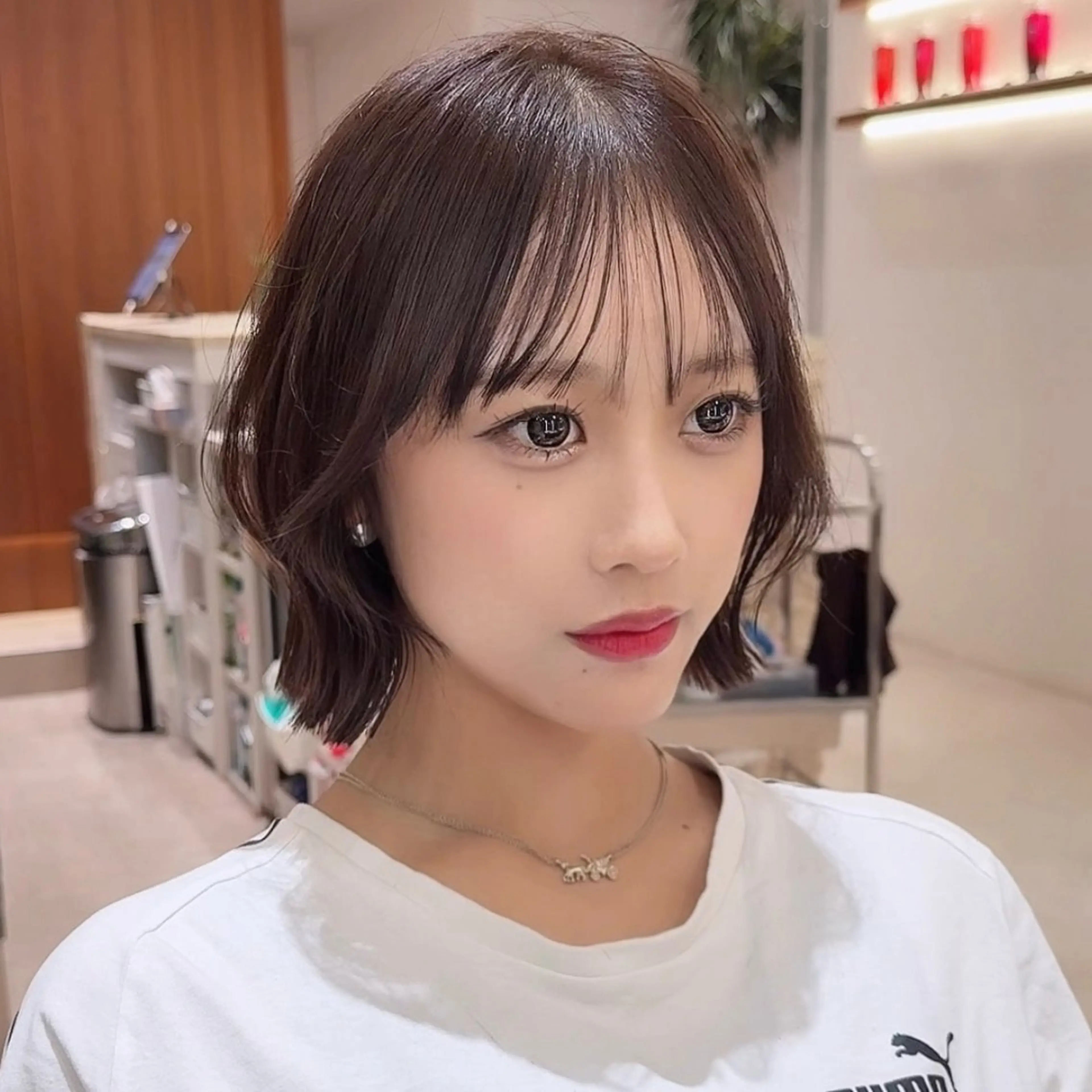 ミディアム カラー 切りっぱなしボブ ショートボブ ボブレイヤー 透明感カラー ボブ カット ヘアカラー トリートメント 渋谷ボブ/レイヤー ボブ田中航平のヘアスタイル