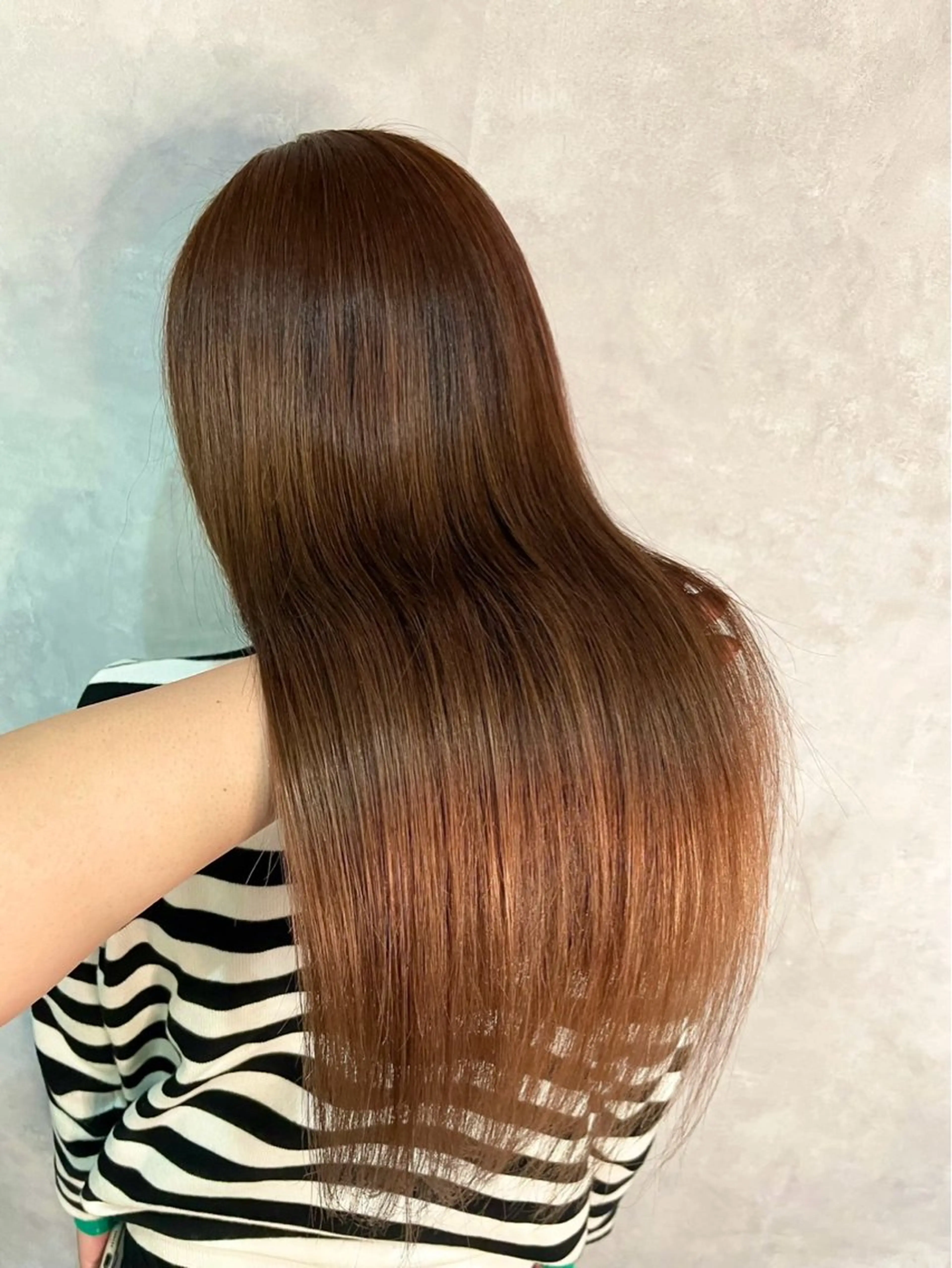 ロング ミストバング ハイライト 髪質改善 ヨシンモリ 韓国風ヘア COEUR❤️ 唯のヘアスタイル