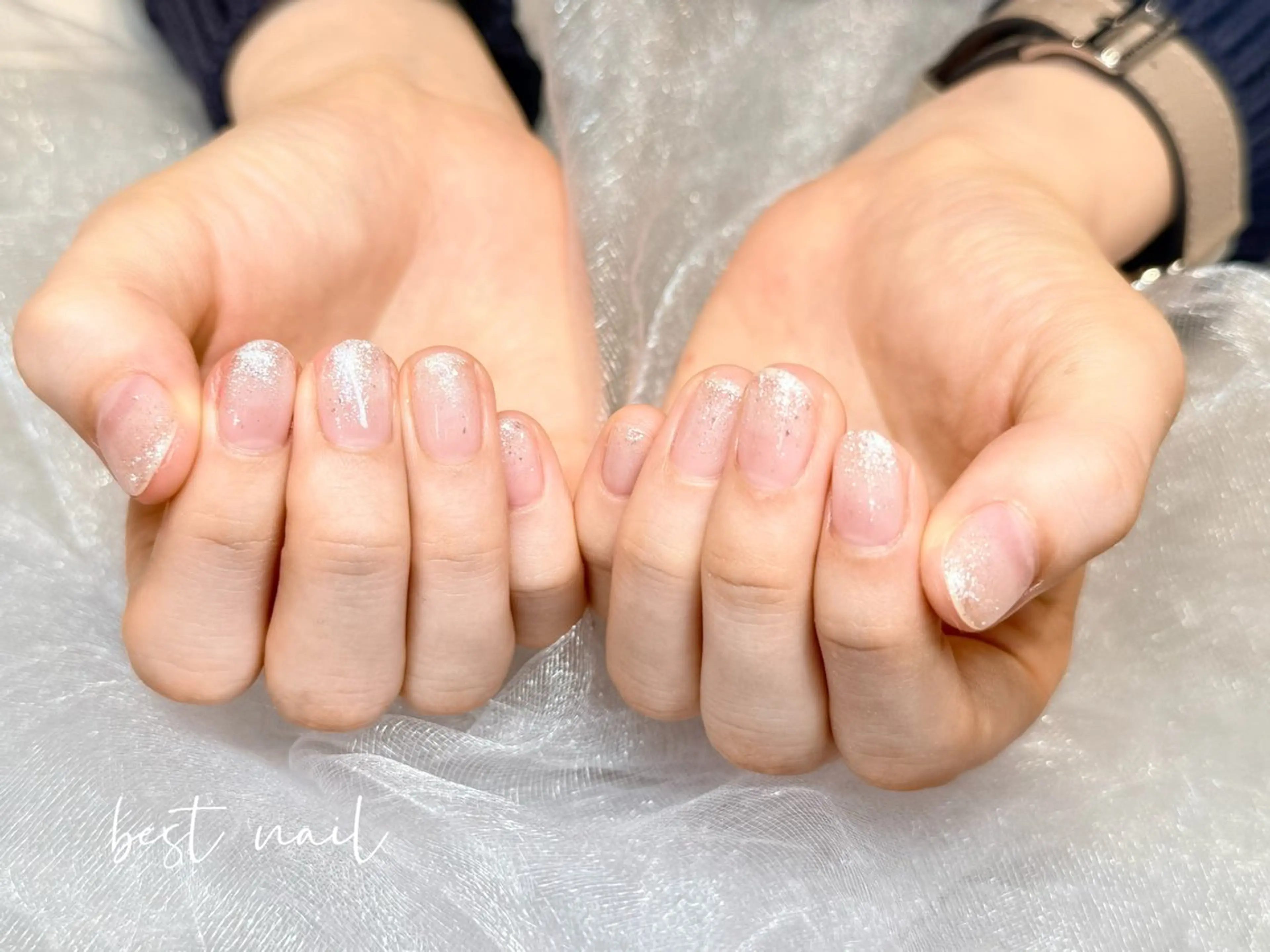 ネイル オーロラネイル クリアネイル 長さ出し ジェルネイル 韓国ネイル ハンドネイル best nailのネイルデザイン