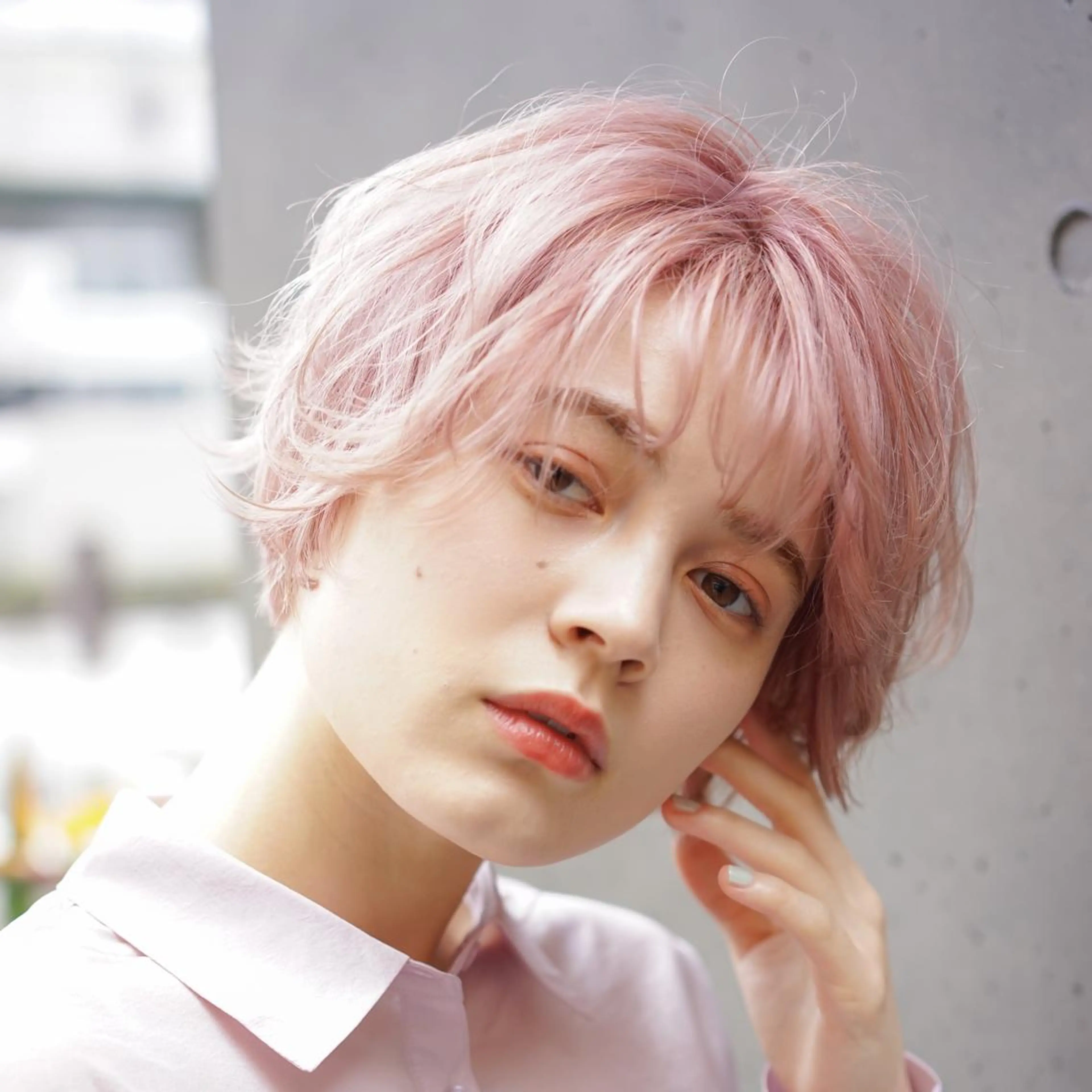 ショート カラー ベージュカラー 黒髪 ブリーチ ケアブリーチ ダブルカラー ✨ハッシュカット✨ ユウキ✨のヘアスタイル