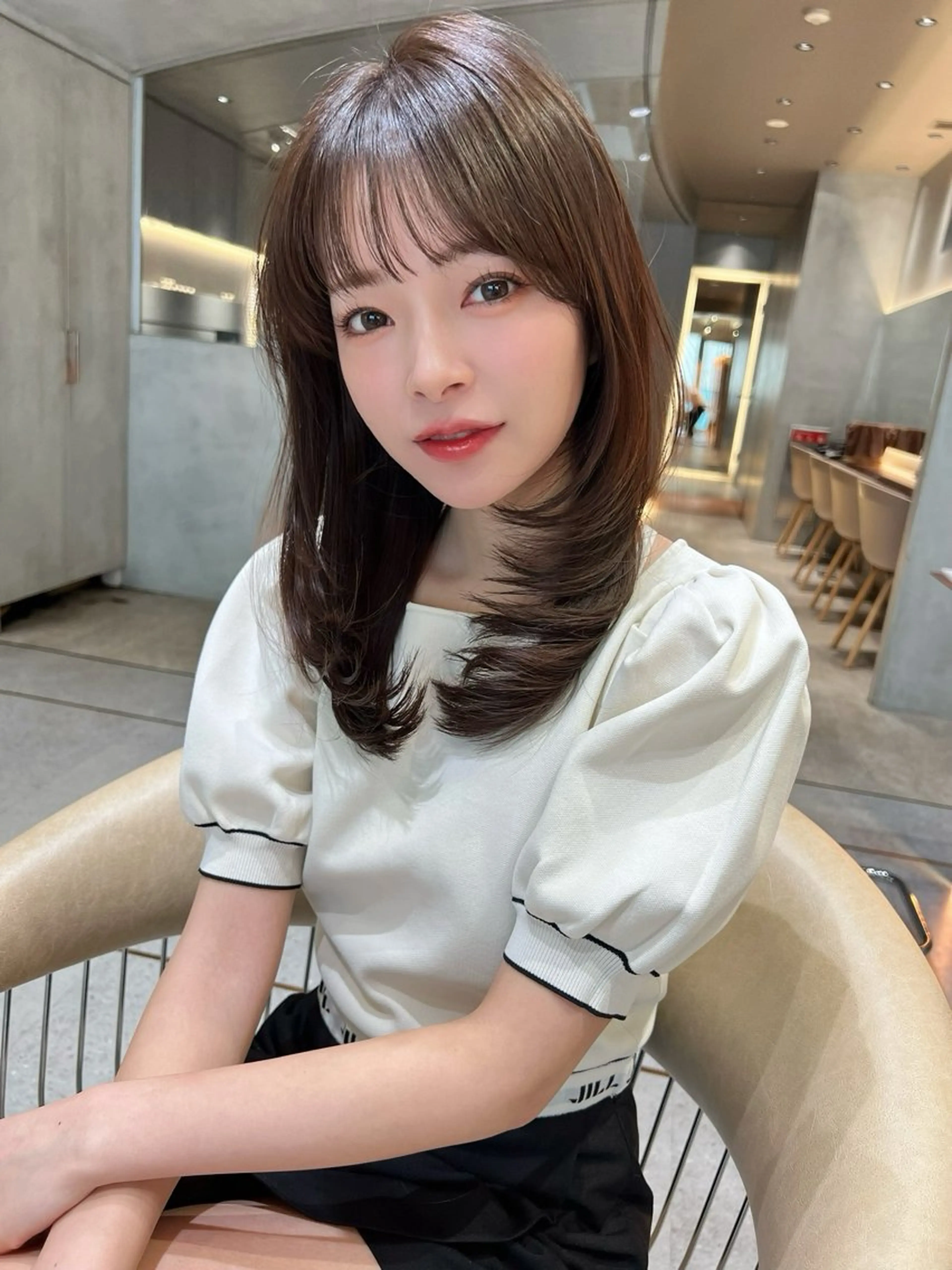 セミロング カラー パーマ カット ヘアカラー トリートメント 仙台Ｉ韓国レイヤー Ｉ髪質改善Ｉ伊藤拓海のヘアスタイル
