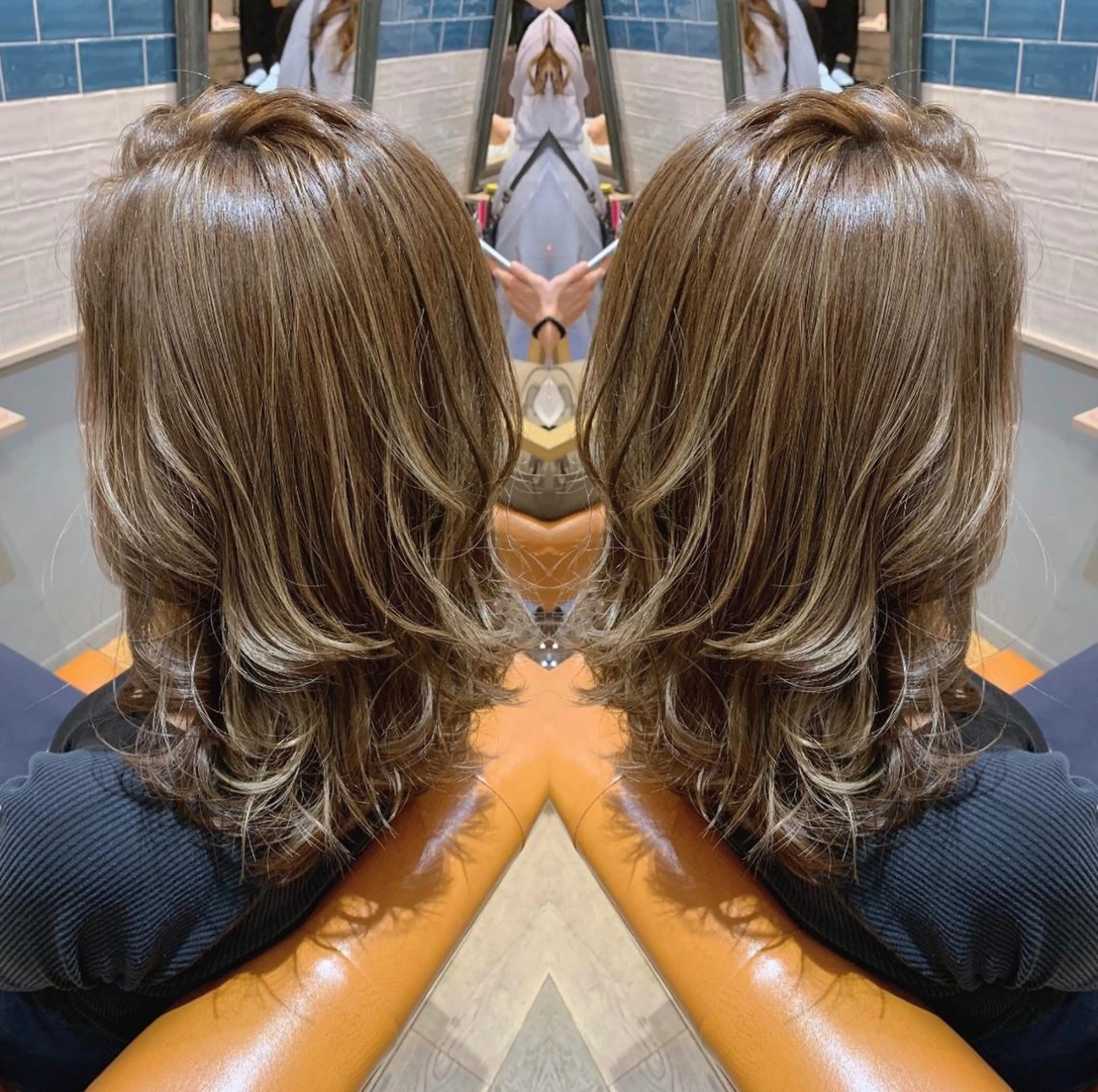 ミディアム カラー ヘアアレンジ ベージュカラー ハイライトカラー イルミナカラー ミルクティーベージュ ハイライト 髪質改善特化 ミサワコウキのヘアスタイル