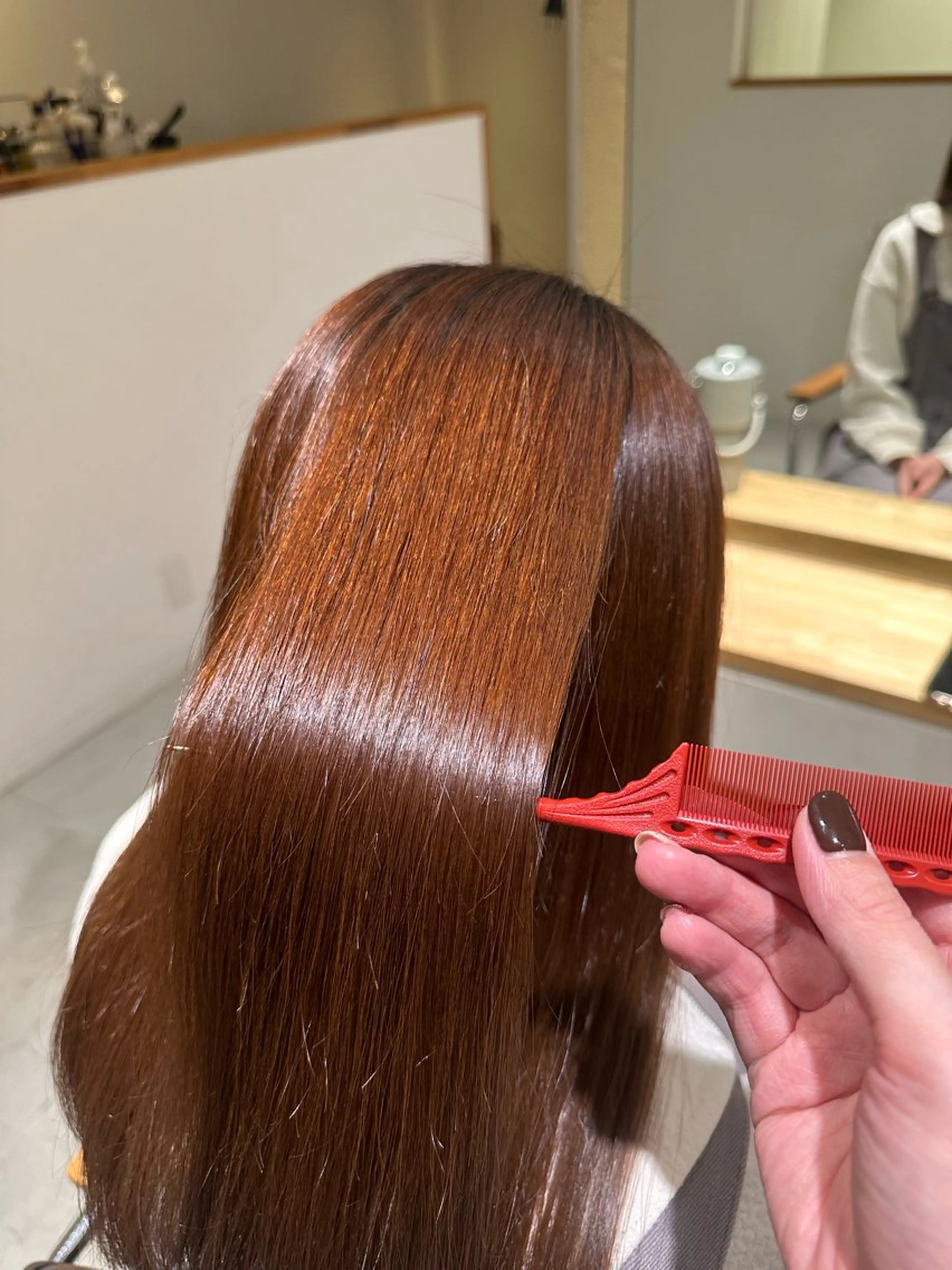 セミロング カット 縮毛矯正 レイヤー/蟹江/ くすみカラー/川口のヘアスタイル