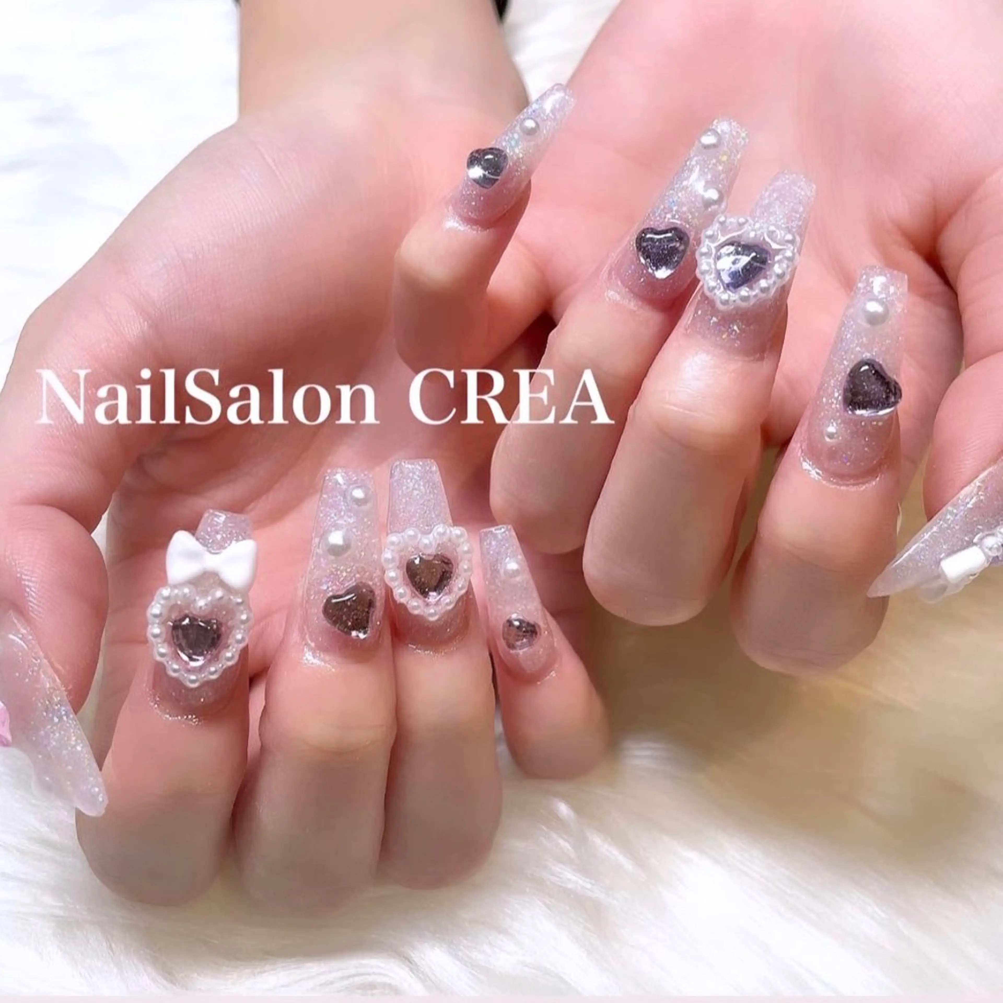 ネイル ハート 持ち込み ハンドネイル NailSalon CREAのネイルデザイン