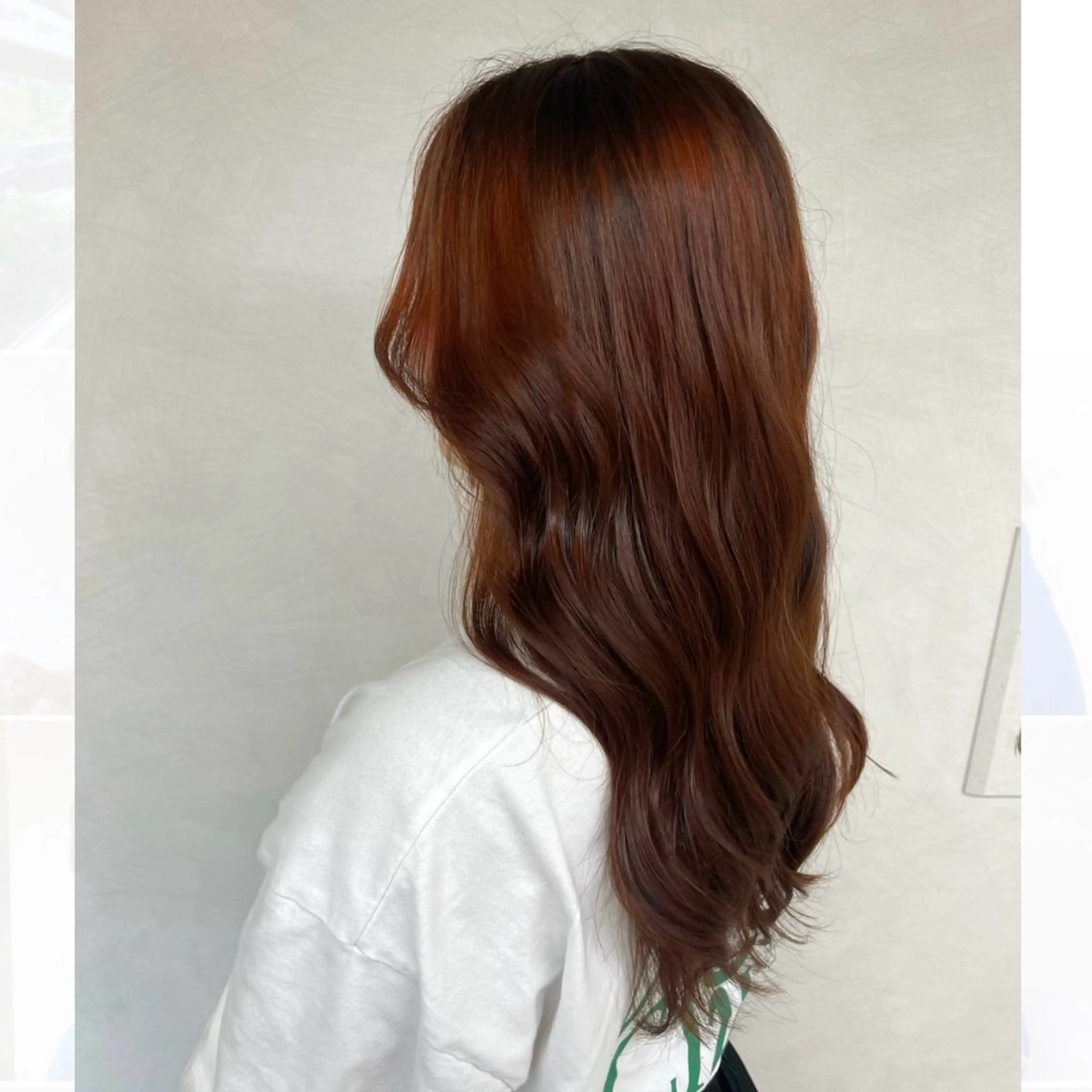 ロング カラー ブリーチ ブラウンカラー ダブルカラー ブリーチなしカラー オレンジ ヘアカラー 韓国/透明感カラー さなのヘアスタイル