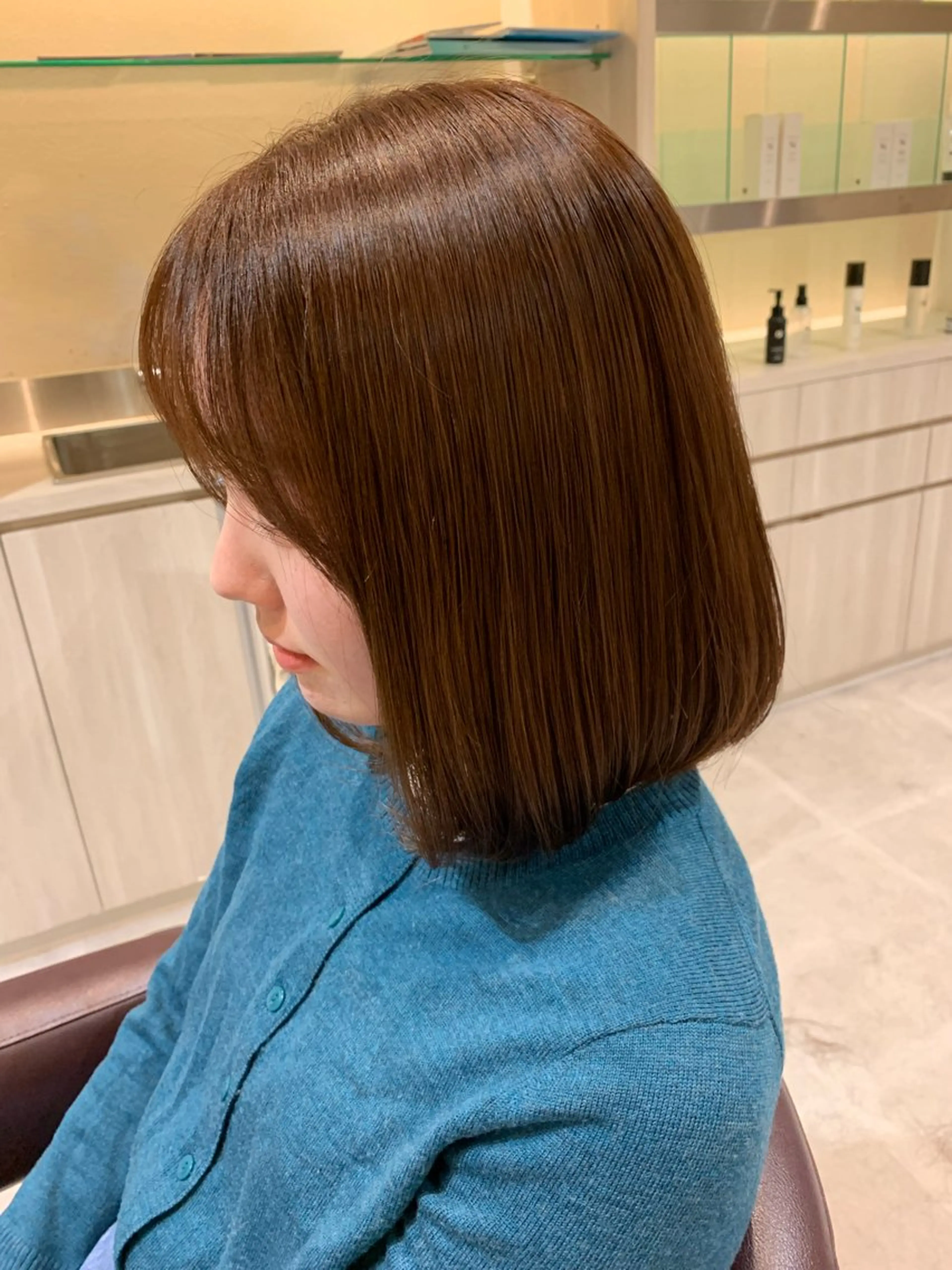 ミディアム カラー ベージュカラー ボブ 長めボブ カット ヘアカラー トリートメント mulum hair dressing salon所属・yuuki🌷名古屋 栄　ベージュ/カラーのヘアスタイル