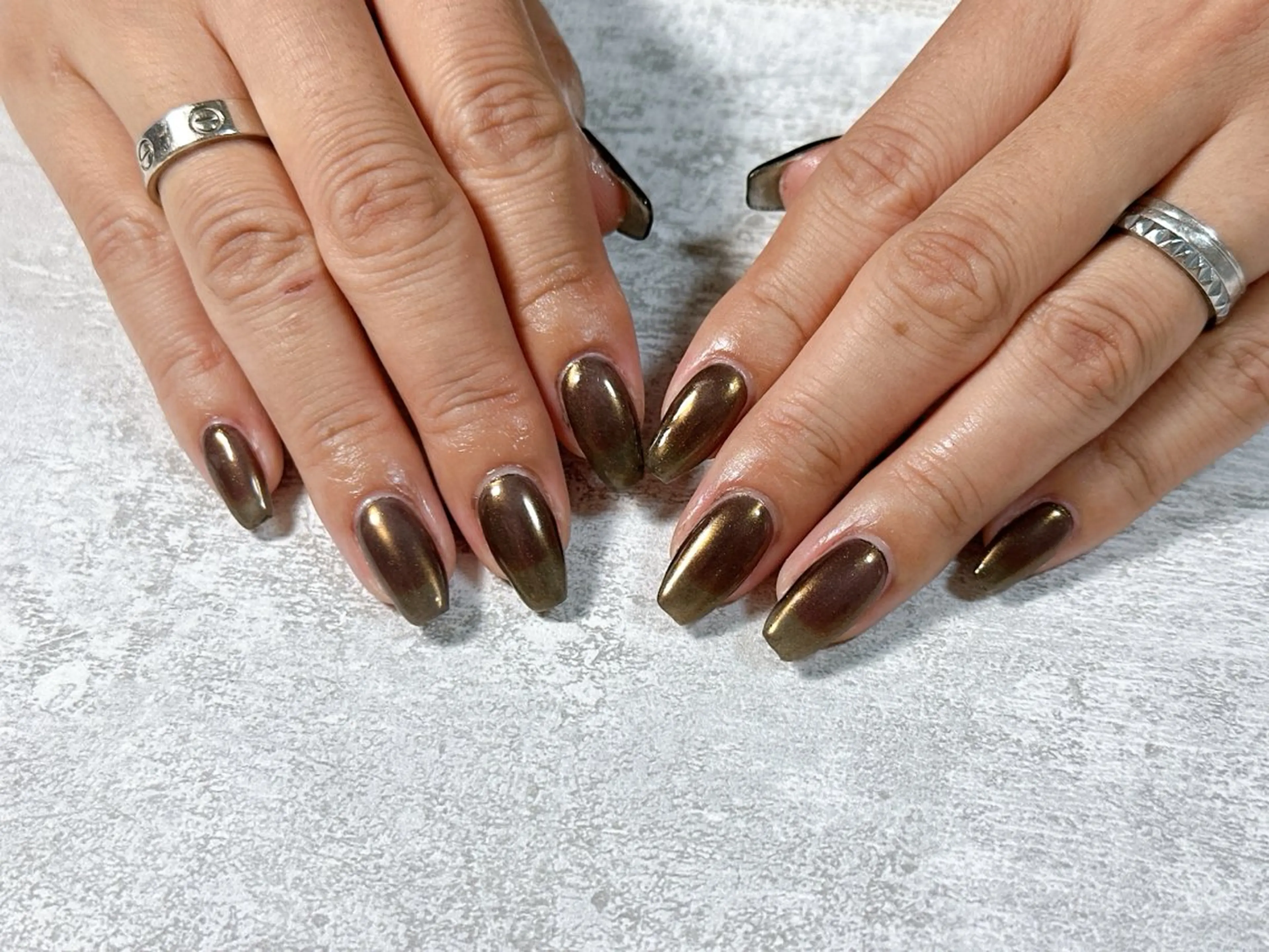 ネイル オーロラネイル ブルー ブラウン フットネイル フレンチネイル ハンドネイル kiki nail たまプラーザのネイルデザイン